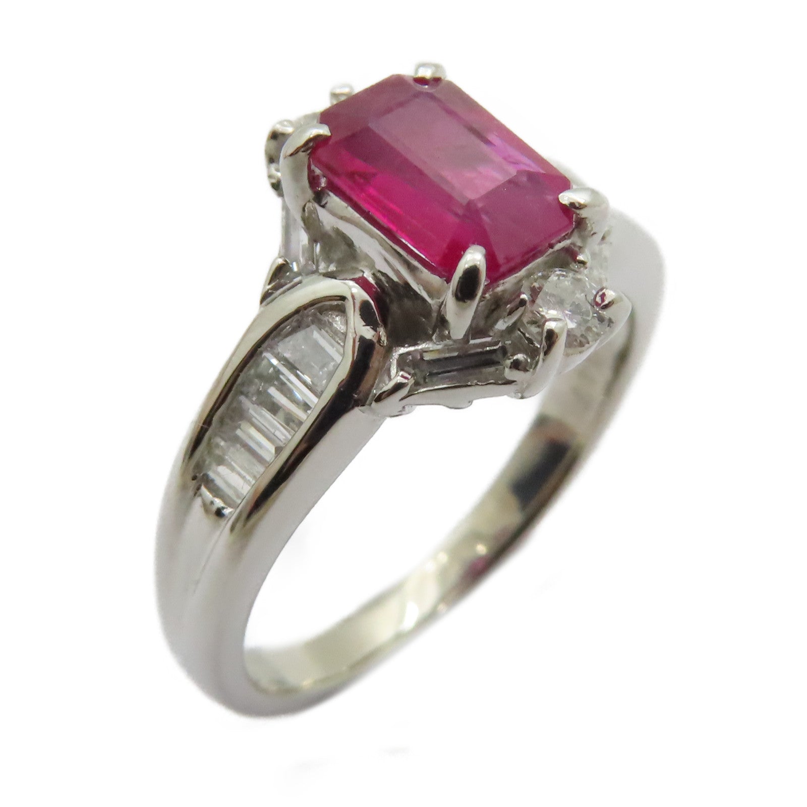 JEWELRY 【激減優惠】PT900鉑金Ruby Diamond Ring 1.11ct紅寶石/0.47ct鑽石戒指US#6.25