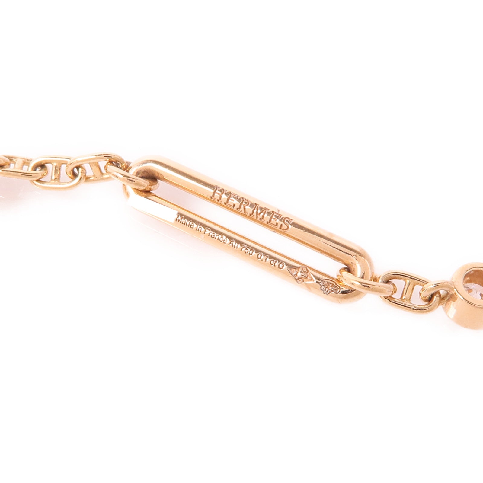 HERMES 18K玫瑰金Chaine D'Ancre Earrings鑽石耳環