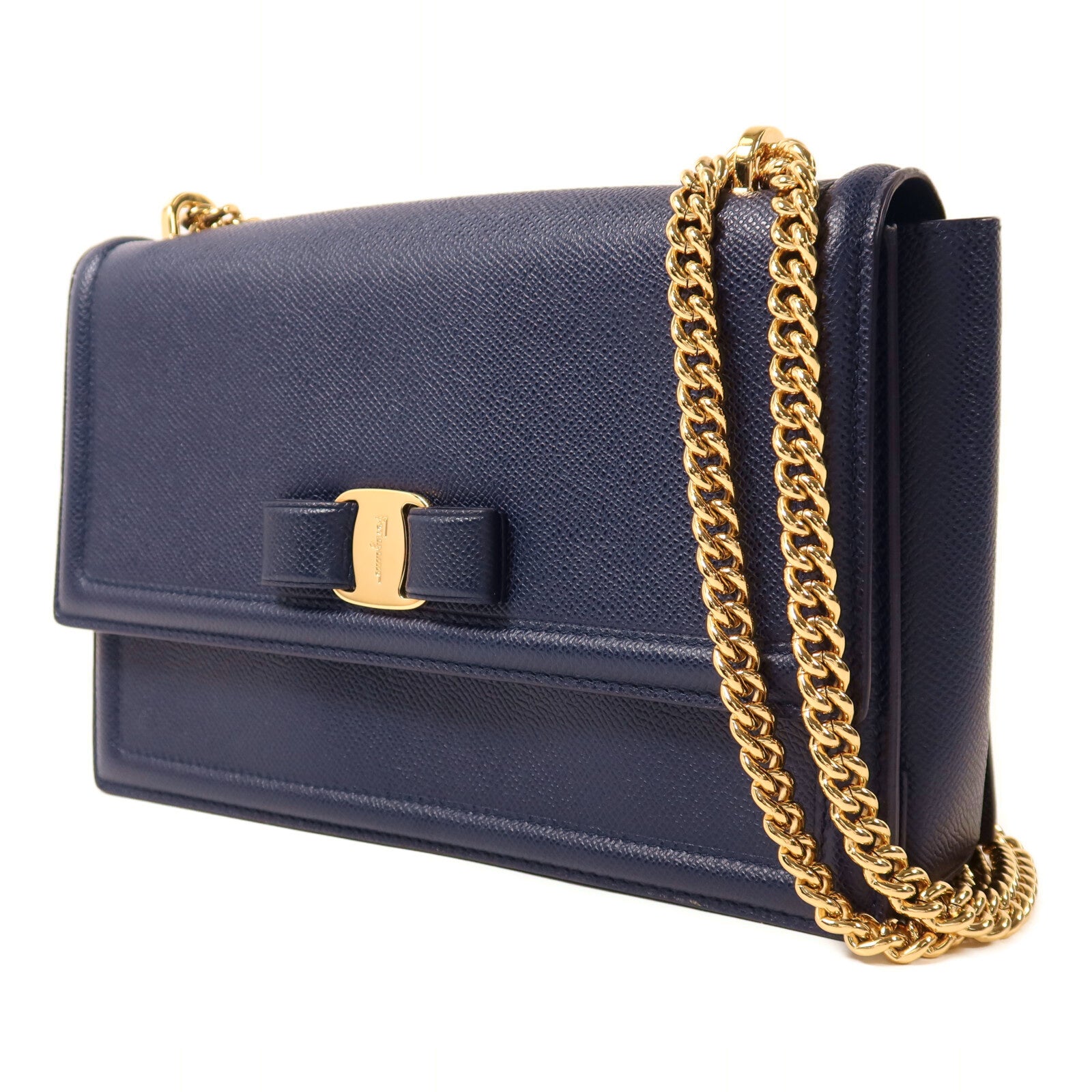 Salvatore Ferragamo 牛皮皮革Vara Bow金扣鏈帶肩背袋