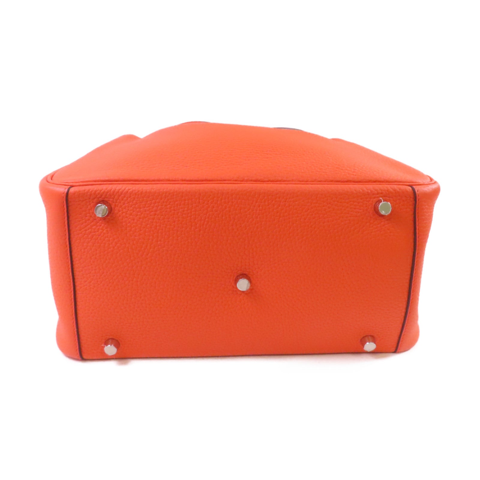 HERMES Clemence皮革Lindy 30 Shoulder Bag銀扣肩背袋8V Orange Poppy/罌粟花橘色