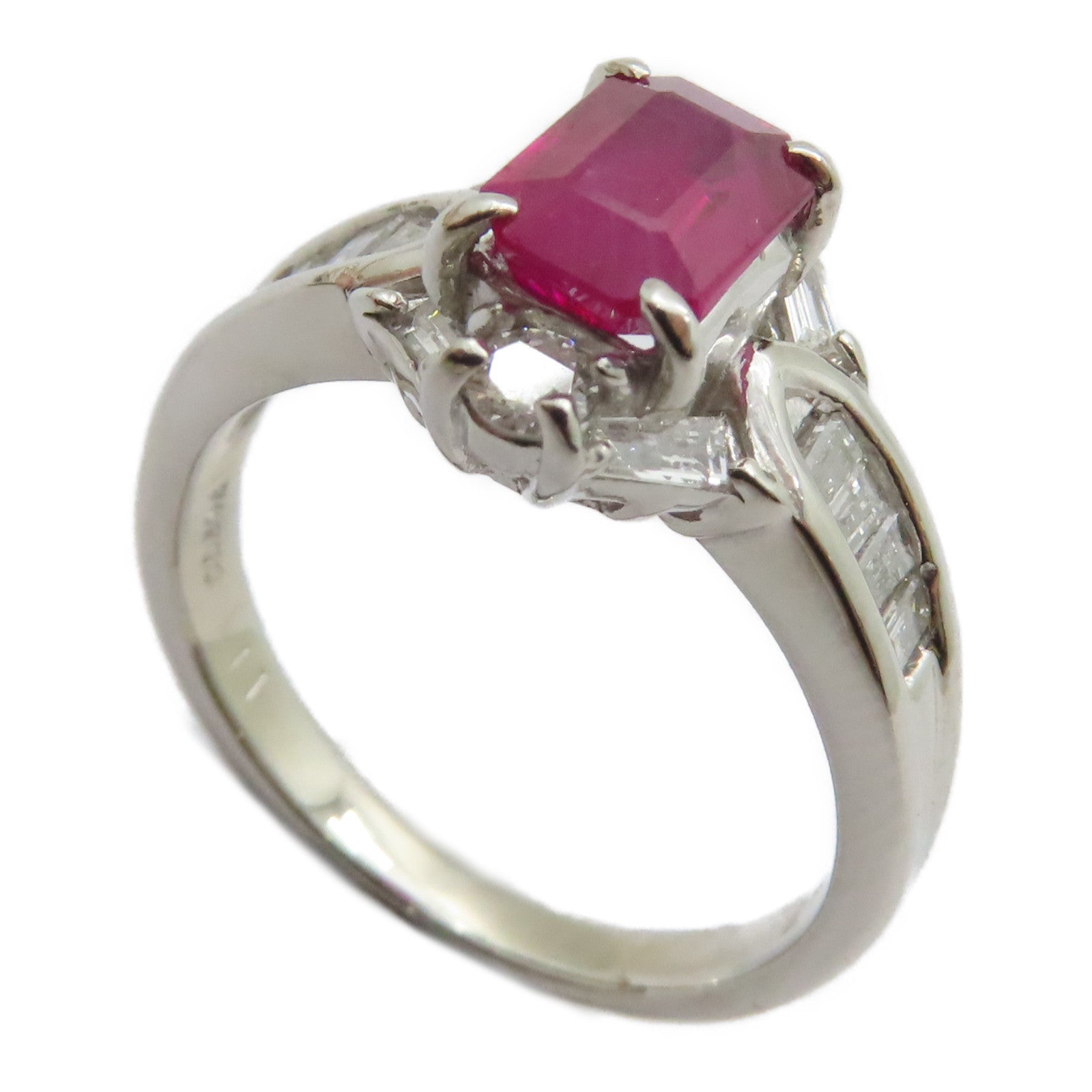 JEWELRY 【激減優惠】PT900鉑金Ruby Diamond Ring 1.11ct紅寶石/0.47ct鑽石戒指US#6.25