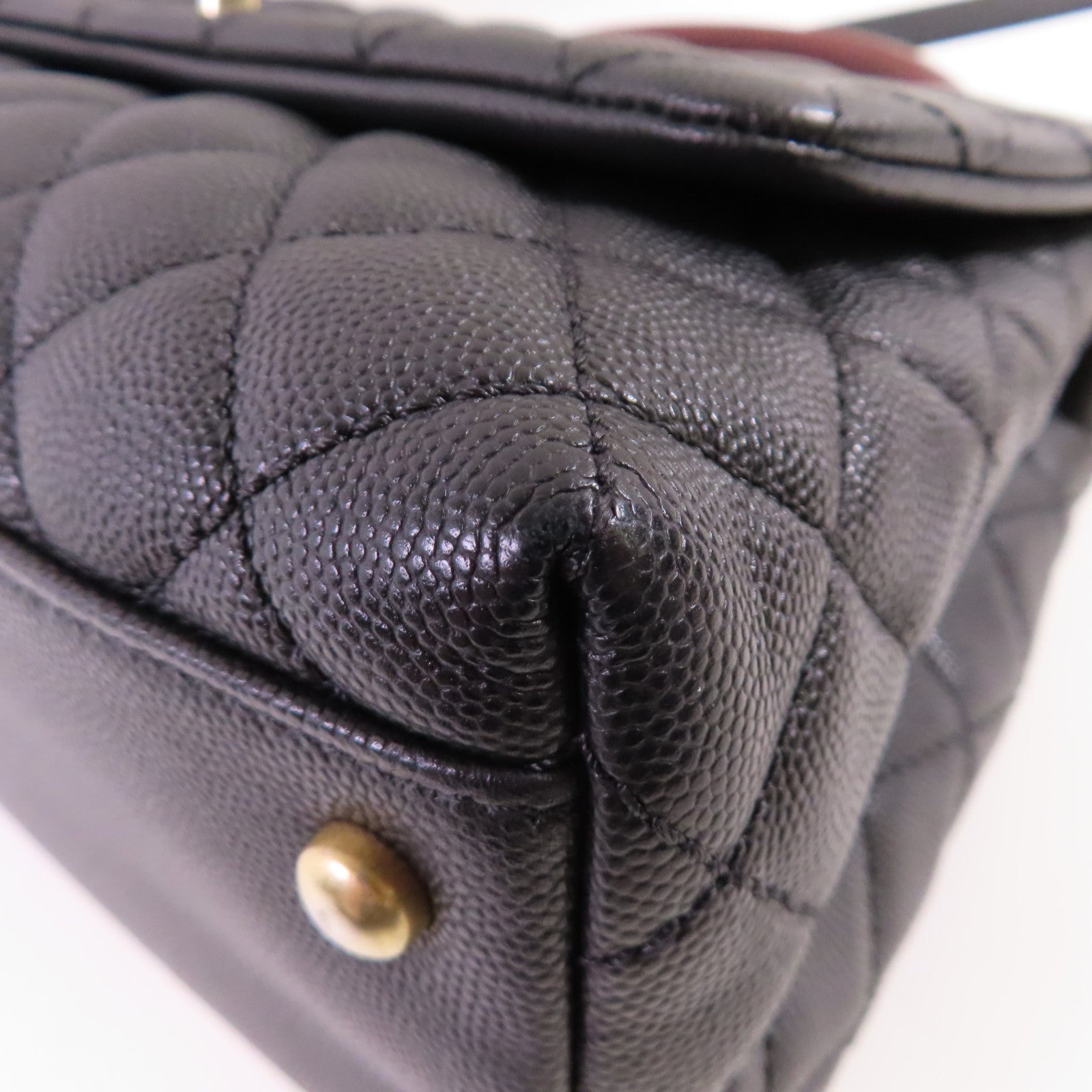 CHANEL 牛皮皮革Coco Handle Medium Chain 2Way Shoulder Bag金扣鏈帶手挽肩背兩用袋