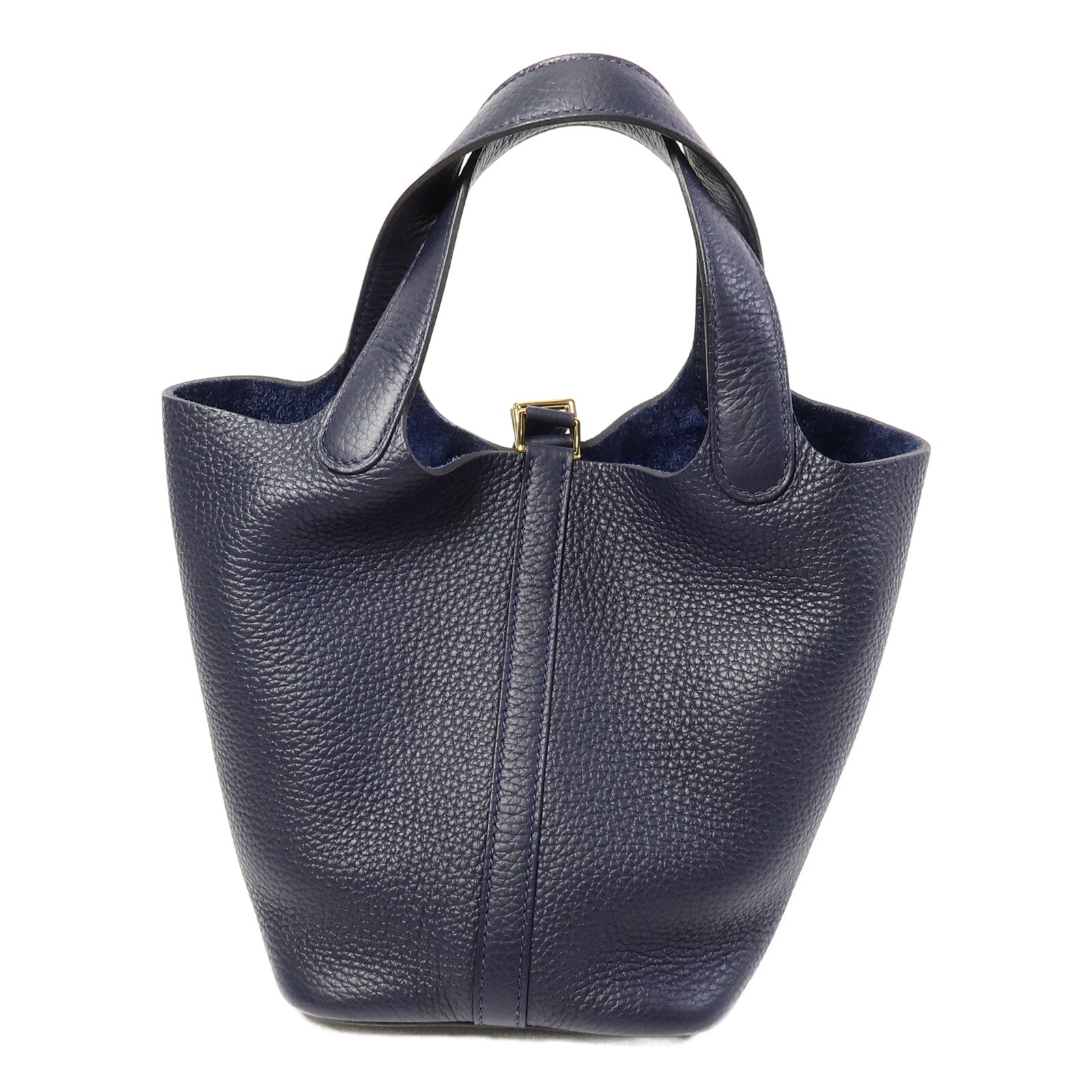 HERMES Clemence皮革Picotin PM手挽袋Bleu Nuit