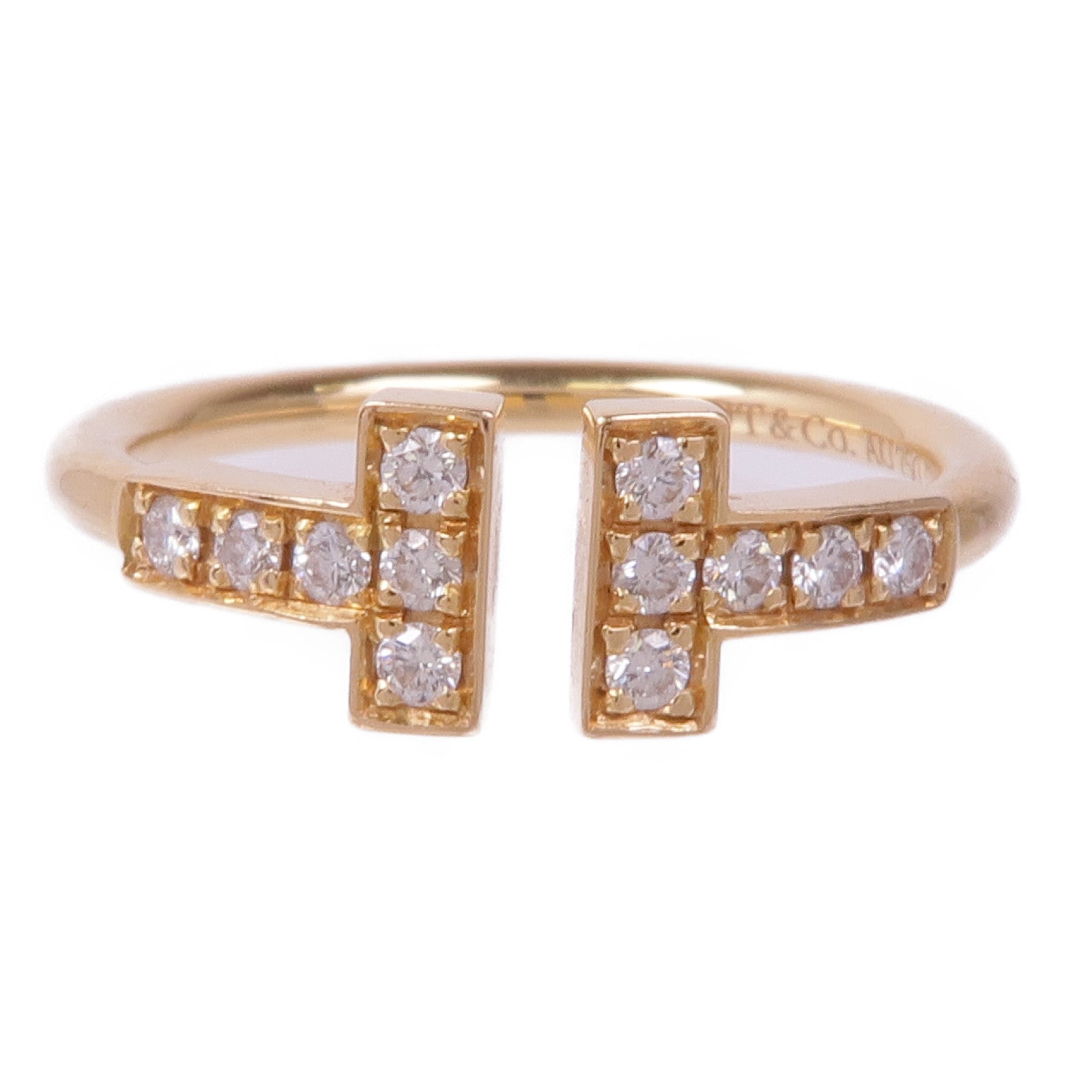 TIFFANY＆CO 18K玫瑰金T Diamond Wire Ring鑽石戒指US#5