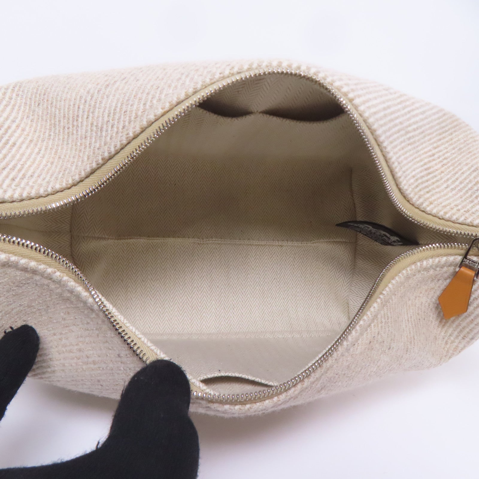 HERMES 帆布Bride A Brac PM銀扣手挽袋