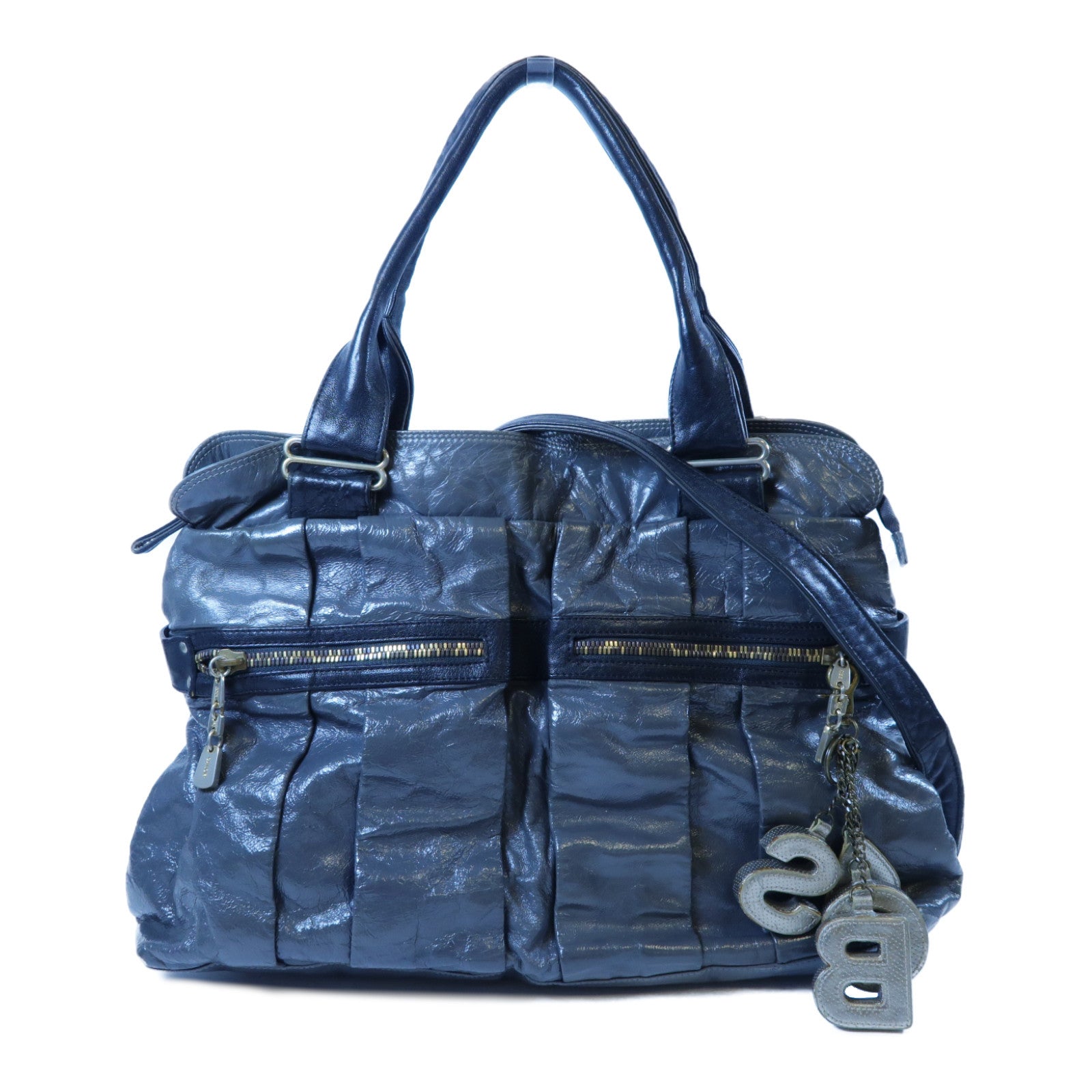 SEE BY CHLOE 【激減優惠】漆皮皮革2 Way Shoulder Bag金扣手挽肩背兩用袋灰色