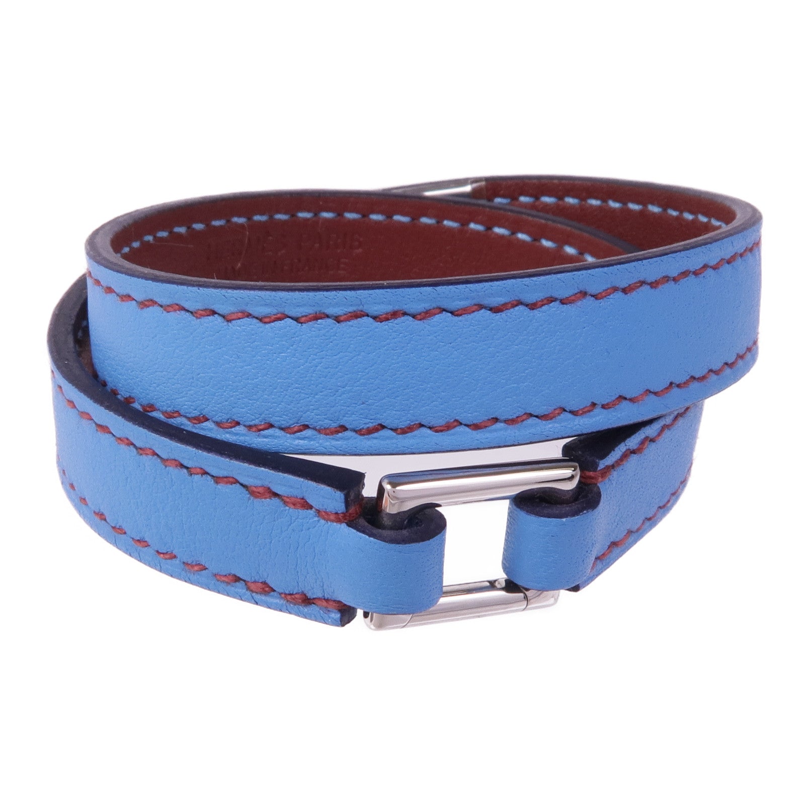 HERMES Swift皮革Rivale Double Tour銀扣手帶