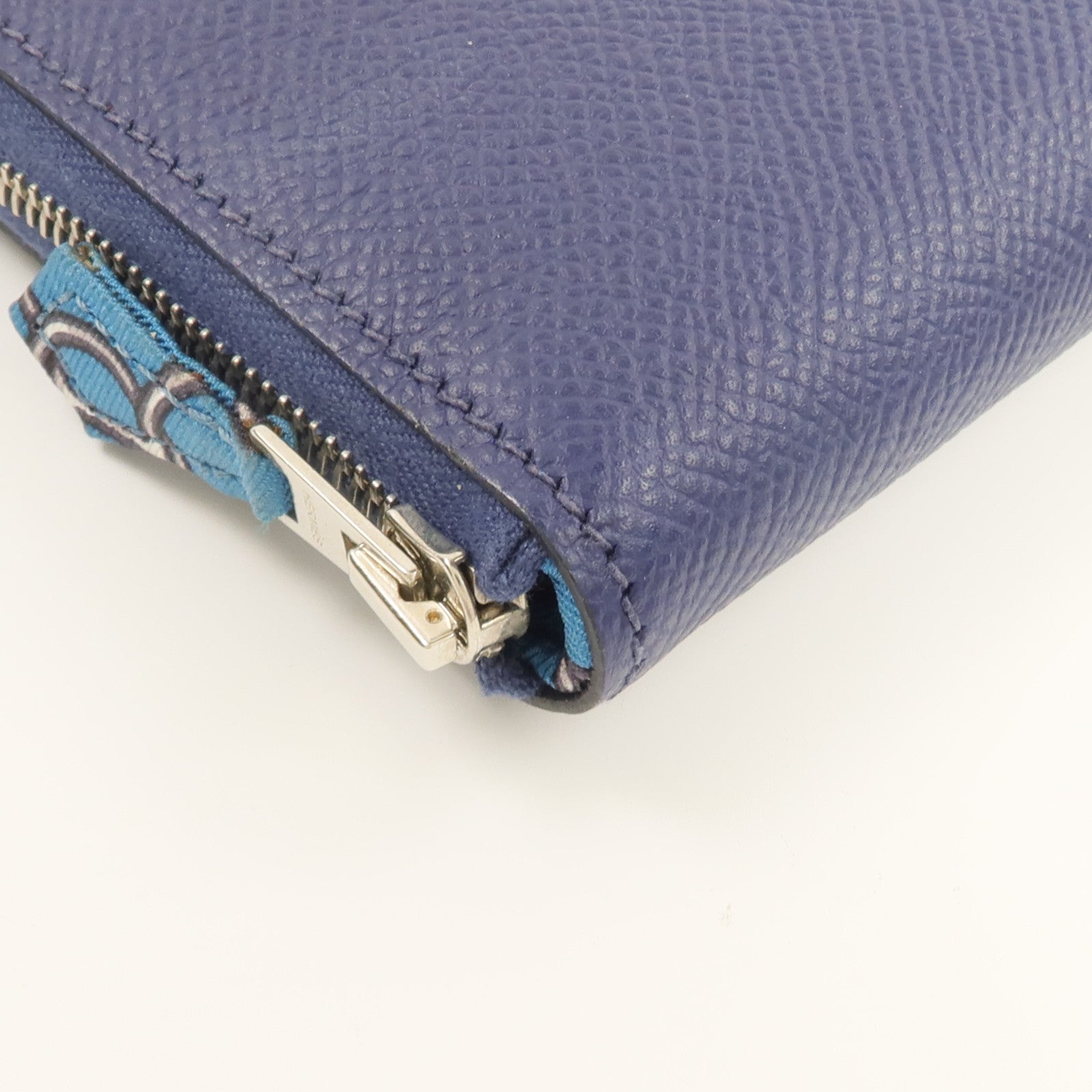 HERMES Epsom皮革Silk In Long Wallet長錢包Bleu Saphir