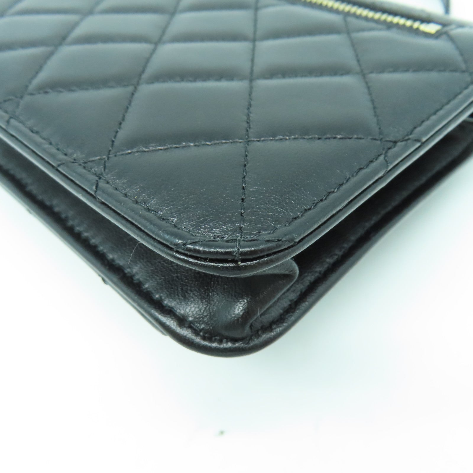CHANEL 菱格羊皮皮革Waist Bag金扣/銀扣腰包黑色