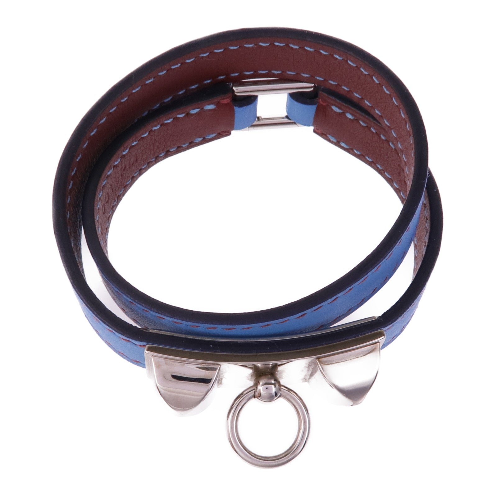 HERMES Swift皮革Rivale Double Tour銀扣手帶