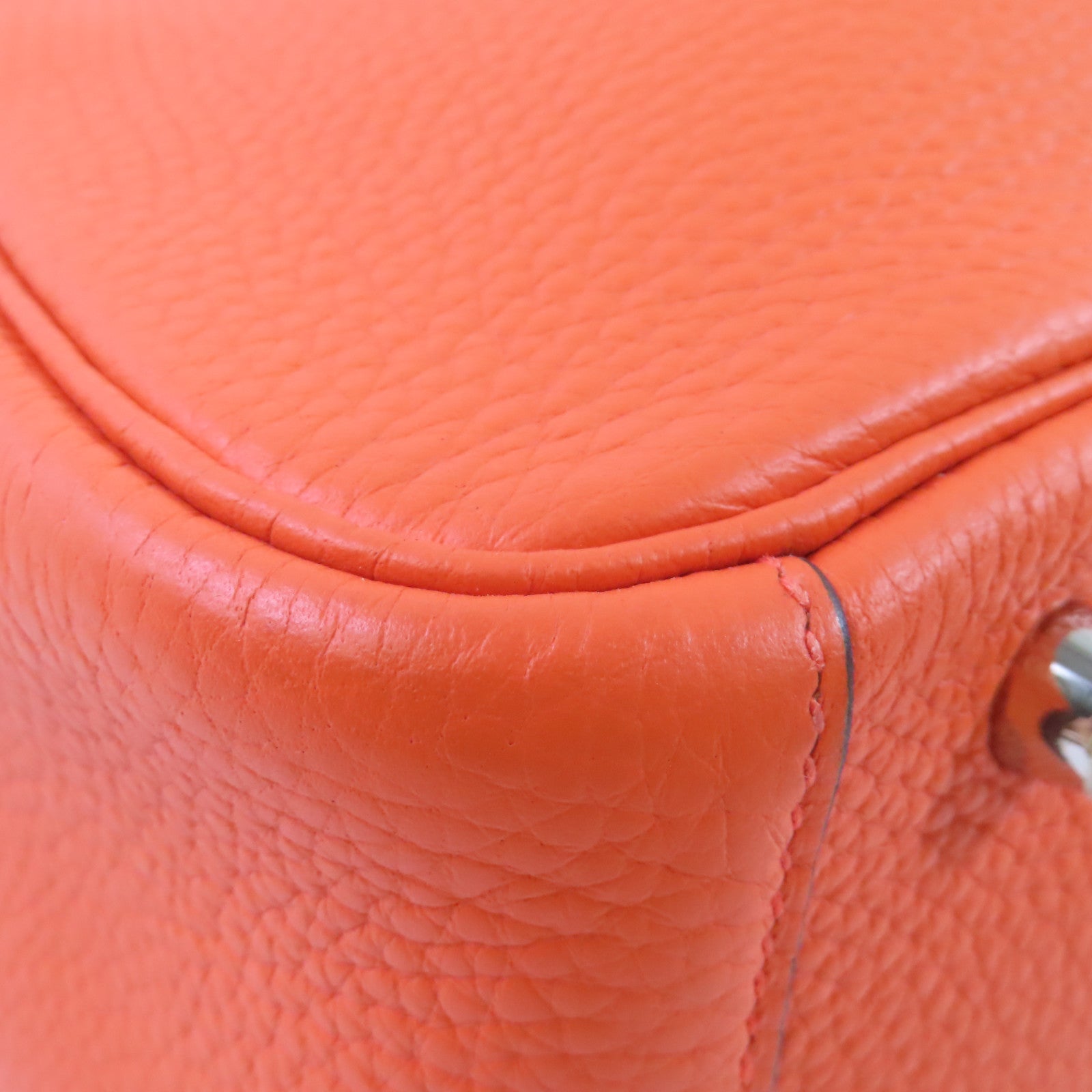HERMES Clemence皮革Lindy 30 Shoulder Bag銀扣肩背袋8V Orange Poppy/罌粟花橘色