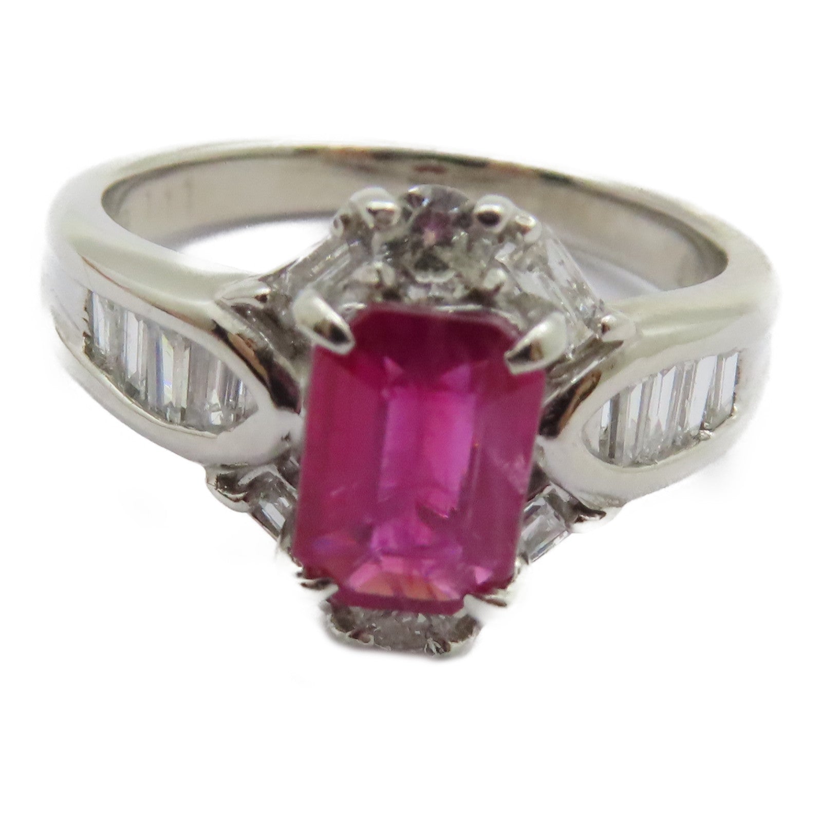 JEWELRY 【激減優惠】PT900鉑金Ruby Diamond Ring 1.11ct紅寶石/0.47ct鑽石戒指US#6.25