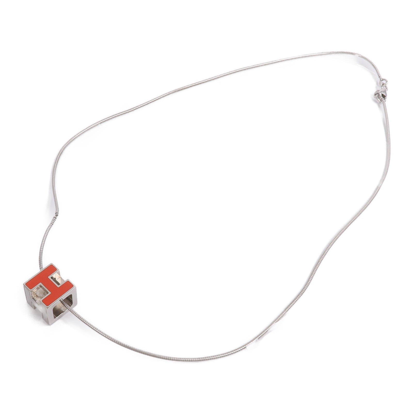HERMES 金屬H Cube項鍊Orange