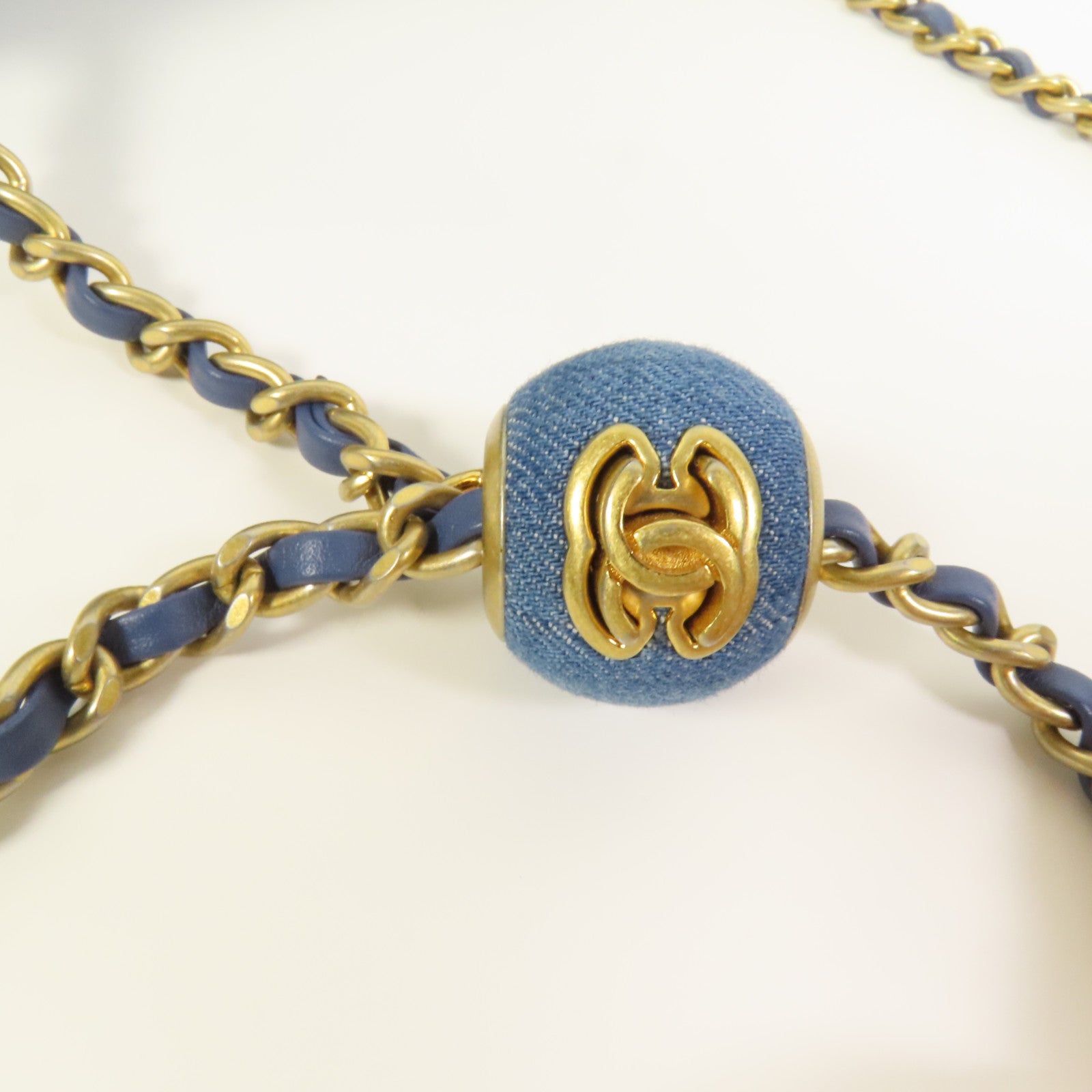 CHANEL Denim Mini Classic 17金扣鏈帶肩背袋