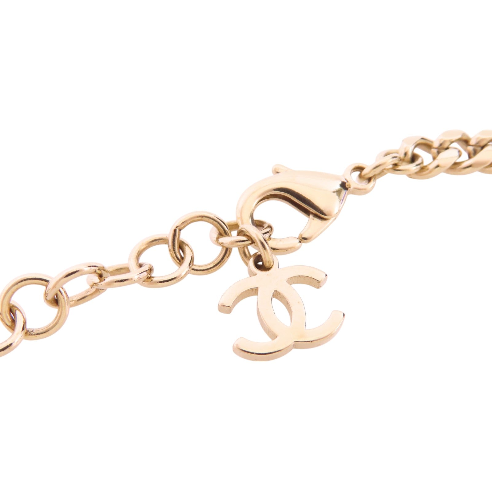 CHANEL 金屬/水鑽Heart Necklace金扣項鏈