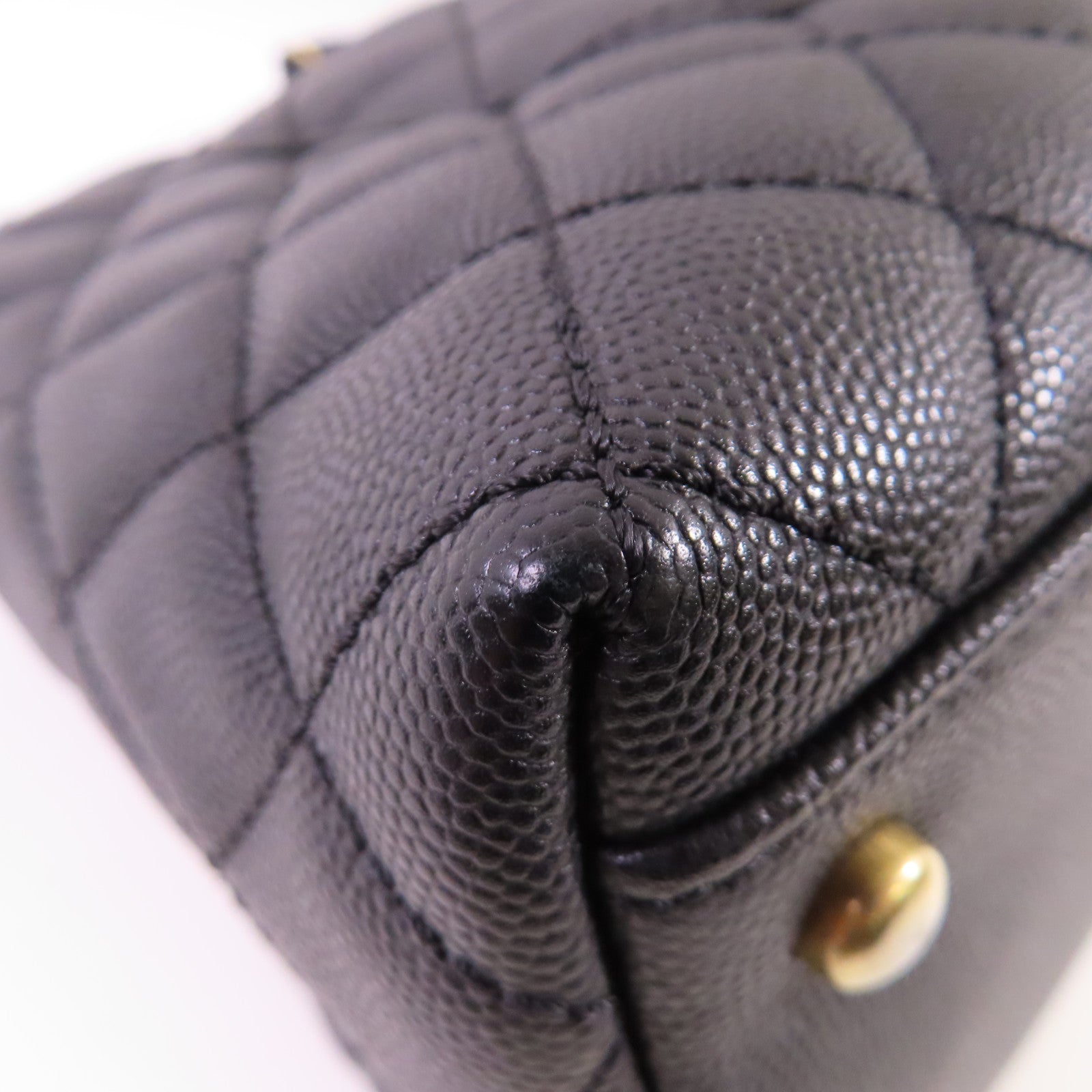 CHANEL 牛皮皮革Coco Handle Medium Chain 2Way Shoulder Bag金扣鏈帶手挽肩背兩用袋