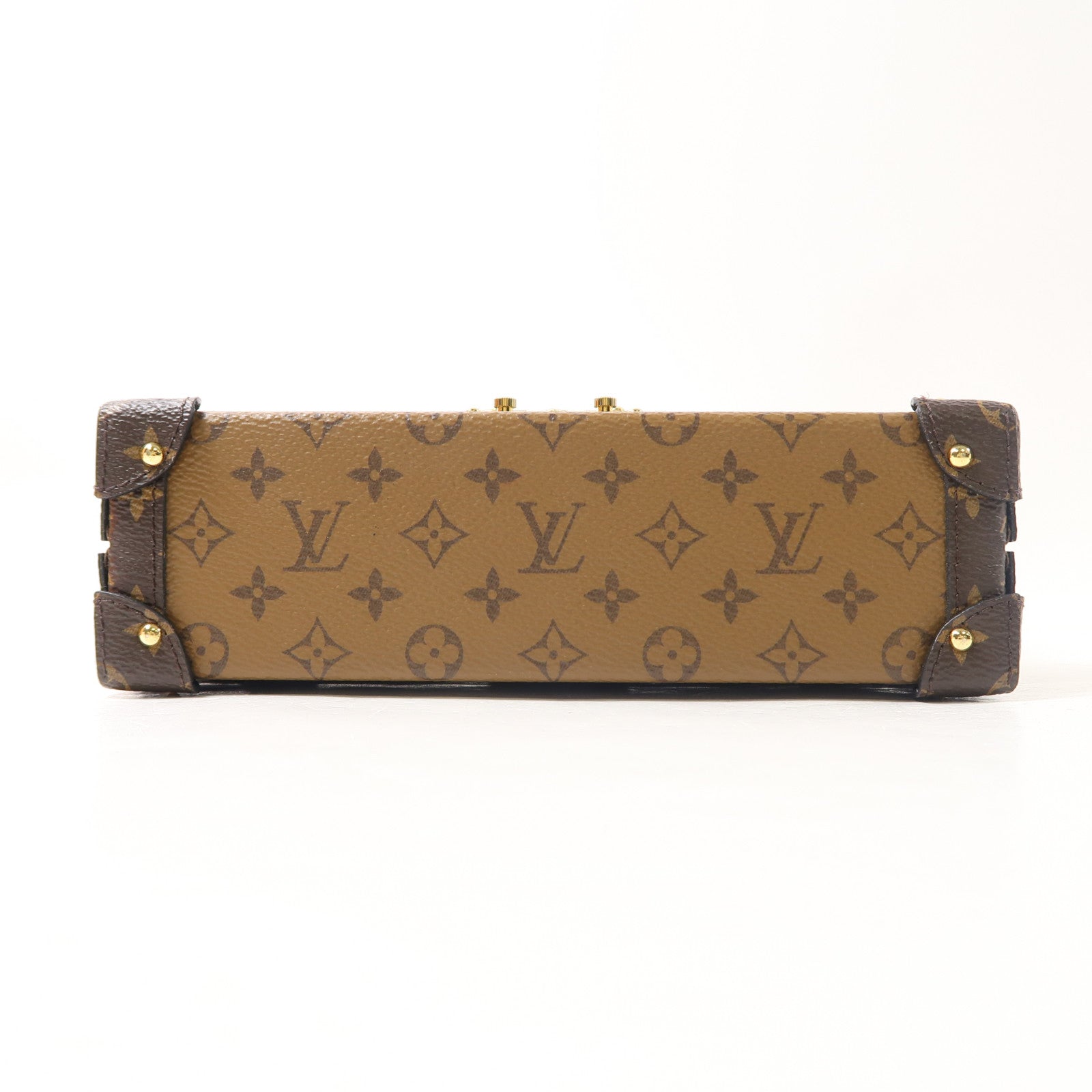 LOUIS VUITTON Monogram Reverse Petite Malle金扣肩背袋棕色