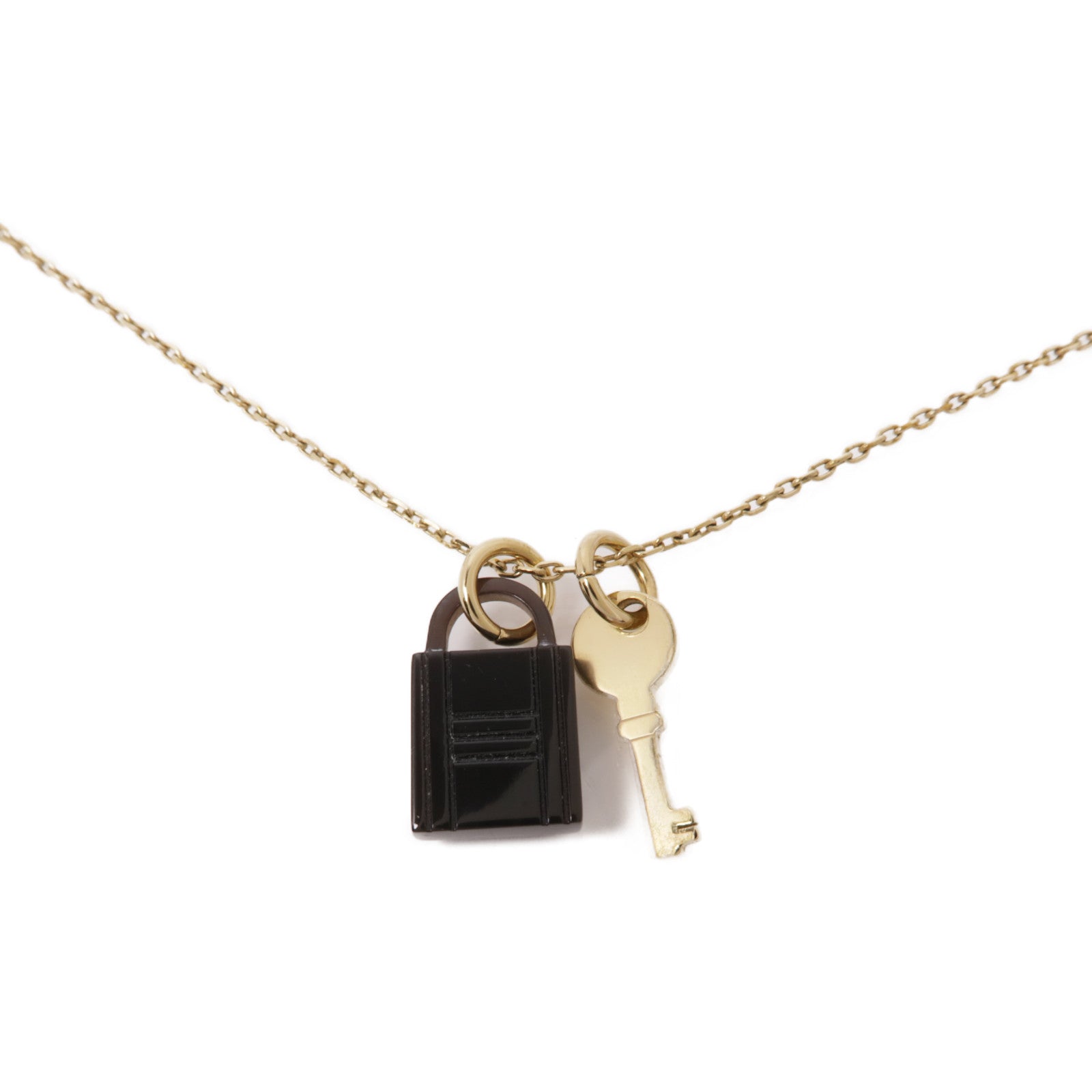 HERMES Horn/Metal Amulette Padlock Necklace