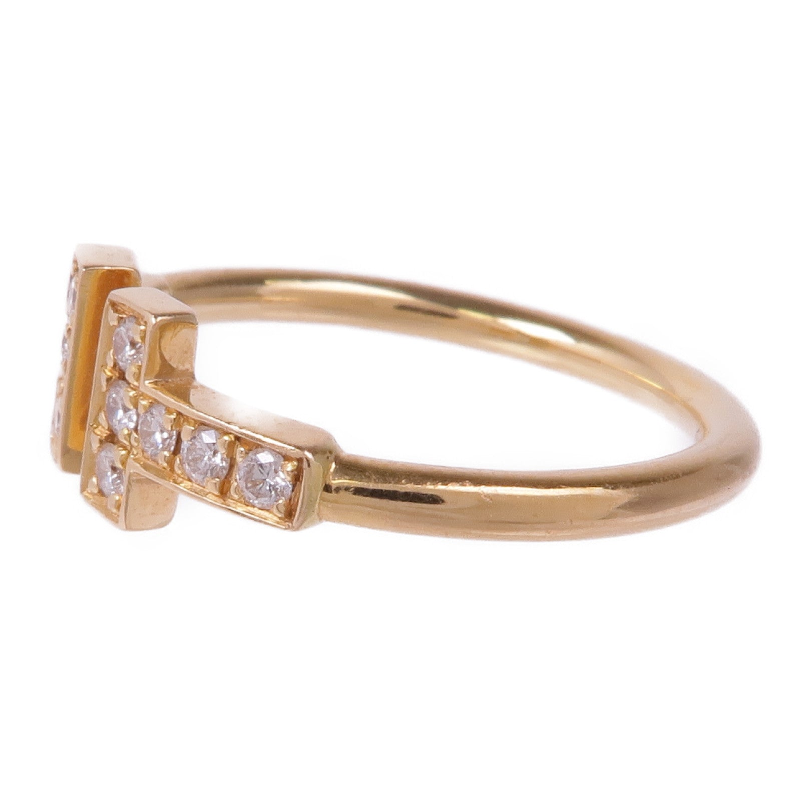 TIFFANY＆CO 18K玫瑰金T Diamond Wire Ring鑽石戒指US#5