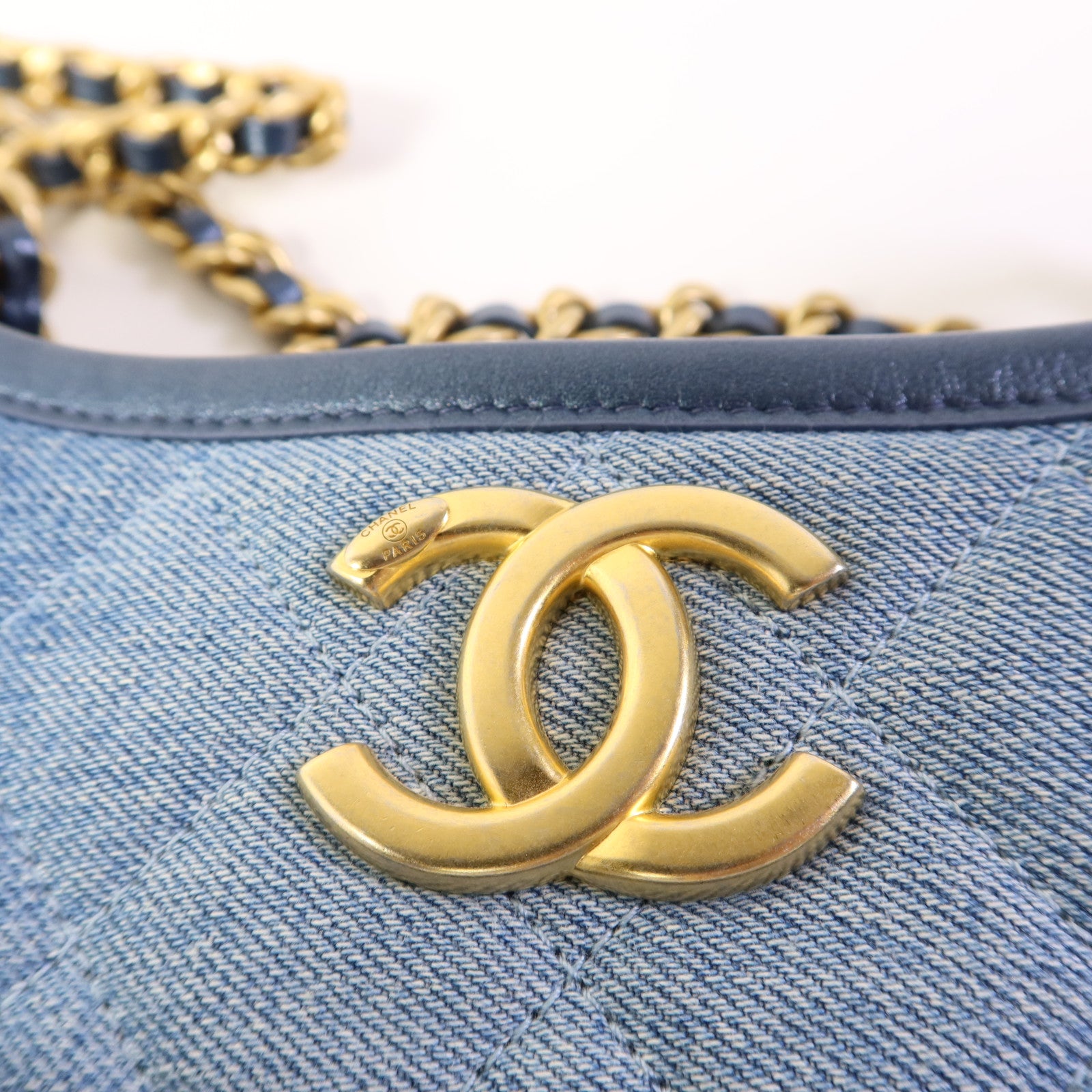 CHANEL 牛仔布24S Hobo金扣手挽肩背兩用袋