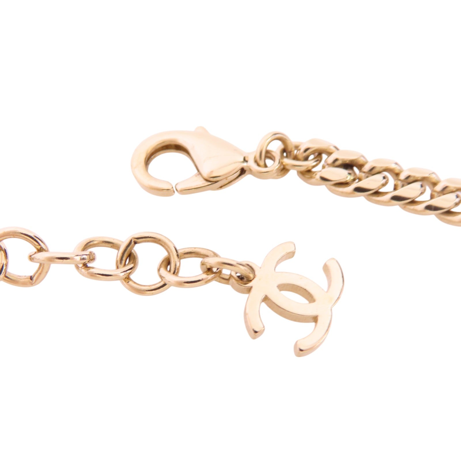 CHANEL 金屬/水鑽Heart Necklace金扣項鏈