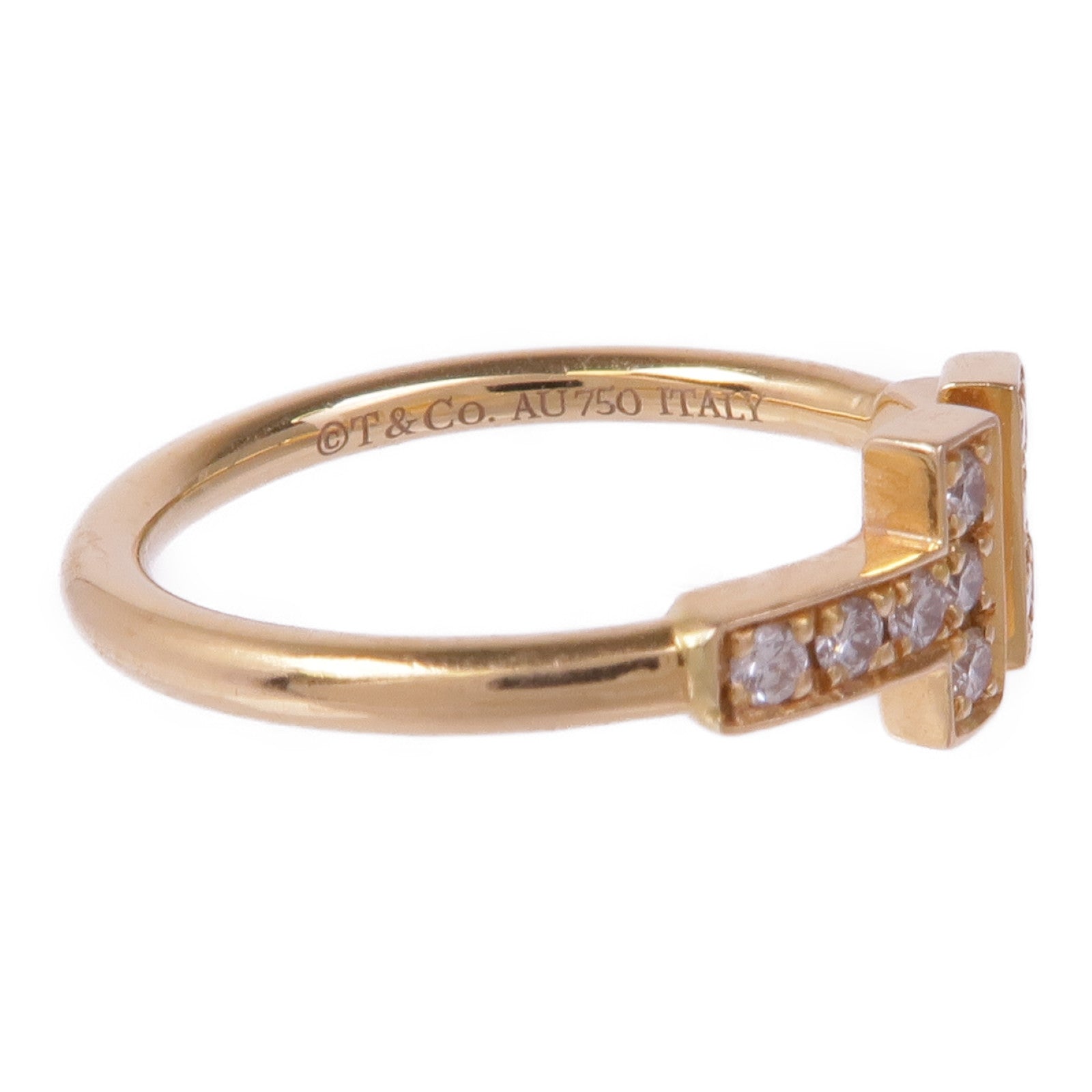TIFFANY＆CO 18K玫瑰金T Diamond Wire Ring鑽石戒指US#5