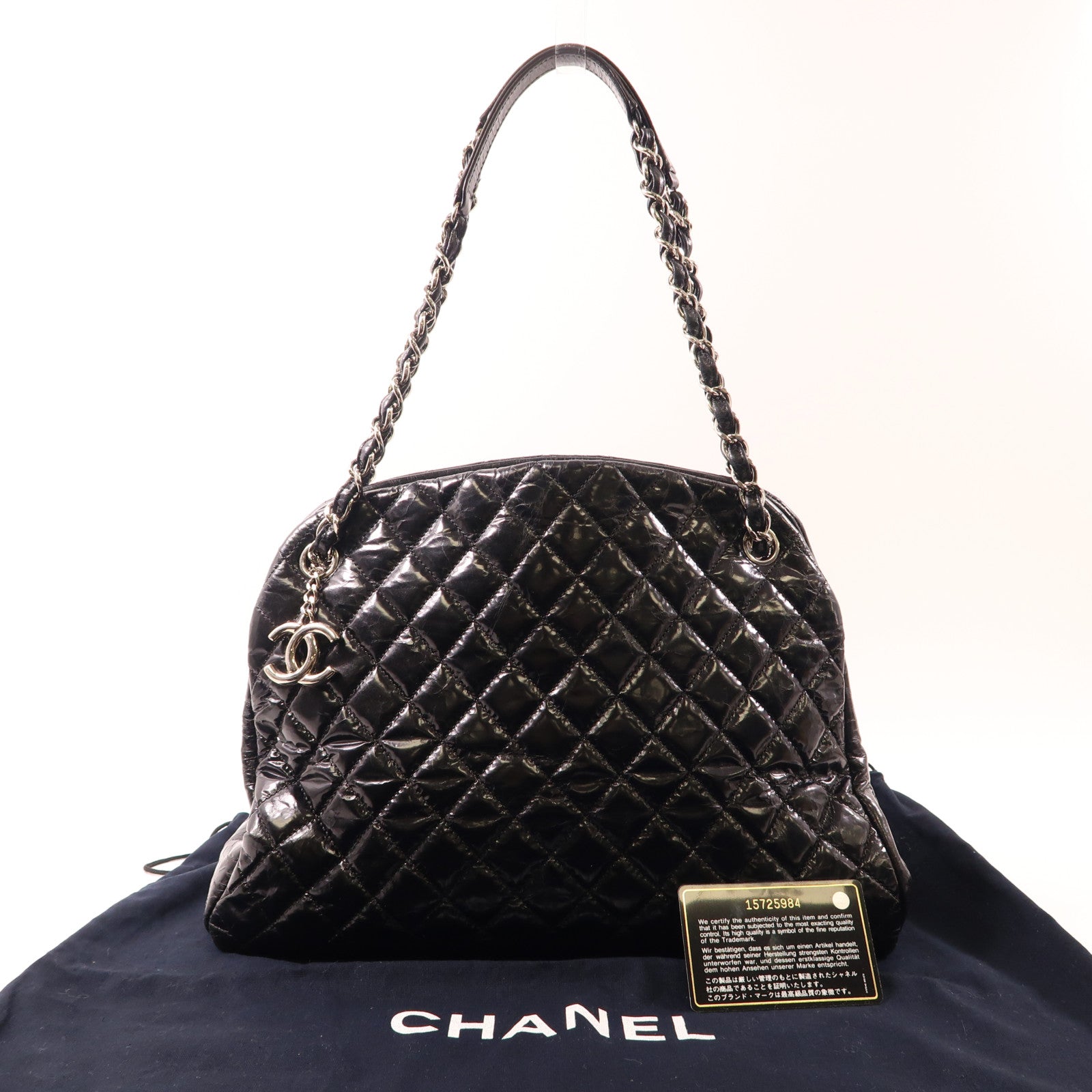 CHANEL 牛皮皮革Chain Shoulder銀扣肩背袋