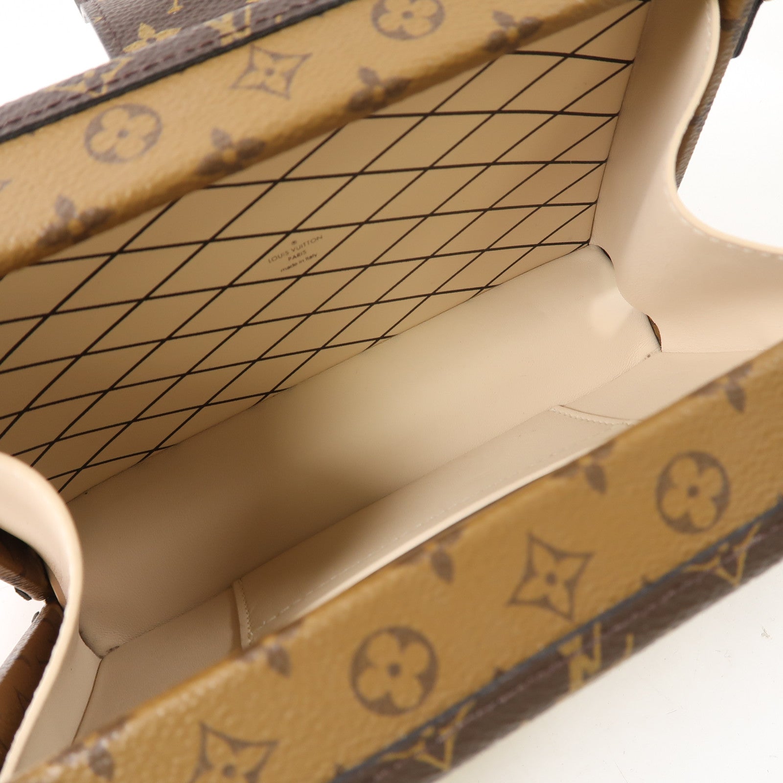 LOUIS VUITTON Monogram Reverse Petite Malle金扣肩背袋棕色