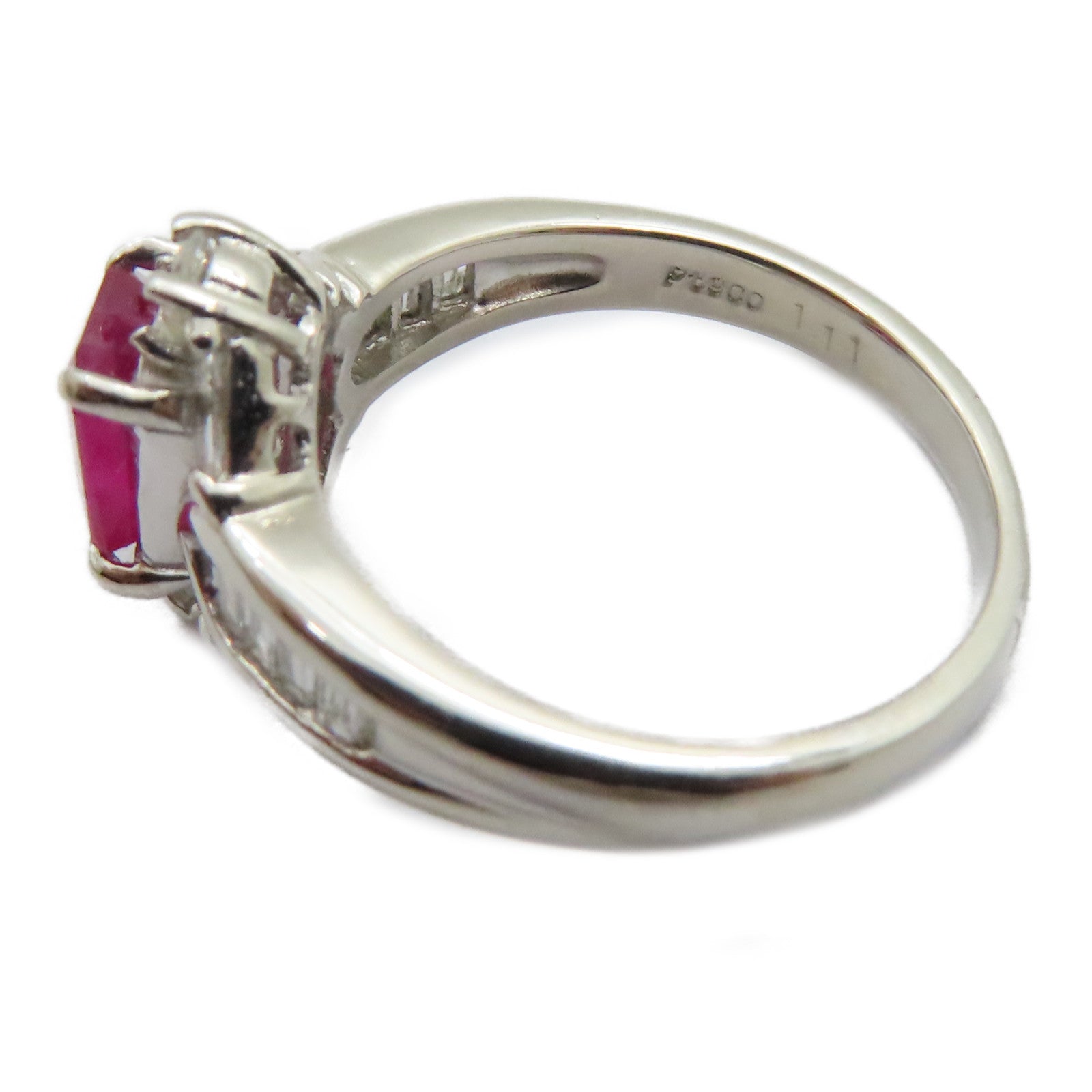 JEWELRY 【激減優惠】PT900鉑金Ruby Diamond Ring 1.11ct紅寶石/0.47ct鑽石戒指US#6.25