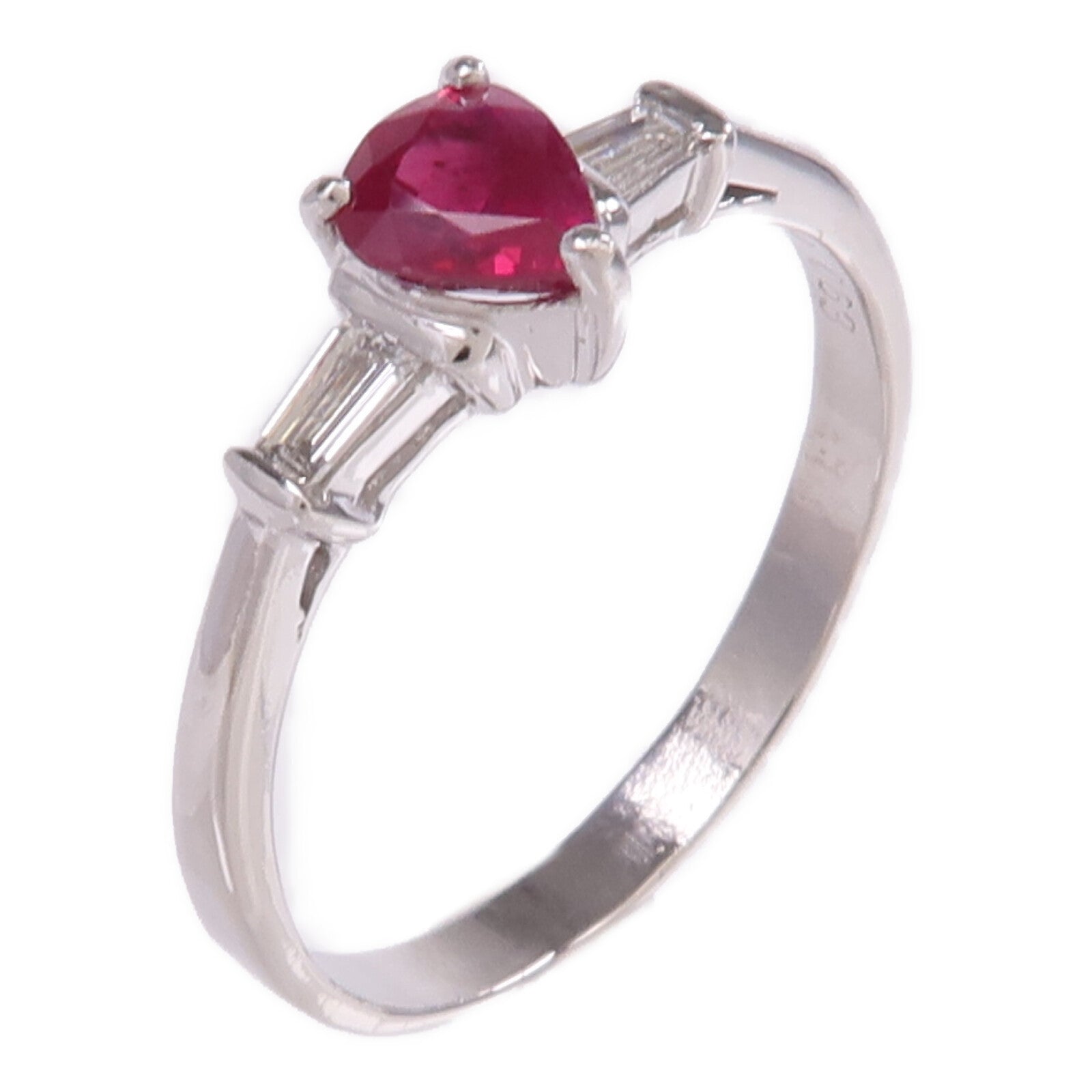 JEWELRY 【激減優惠】PT900鉑金Ruby Diamond Ring紅寶石/鑽石戒指US#8.25