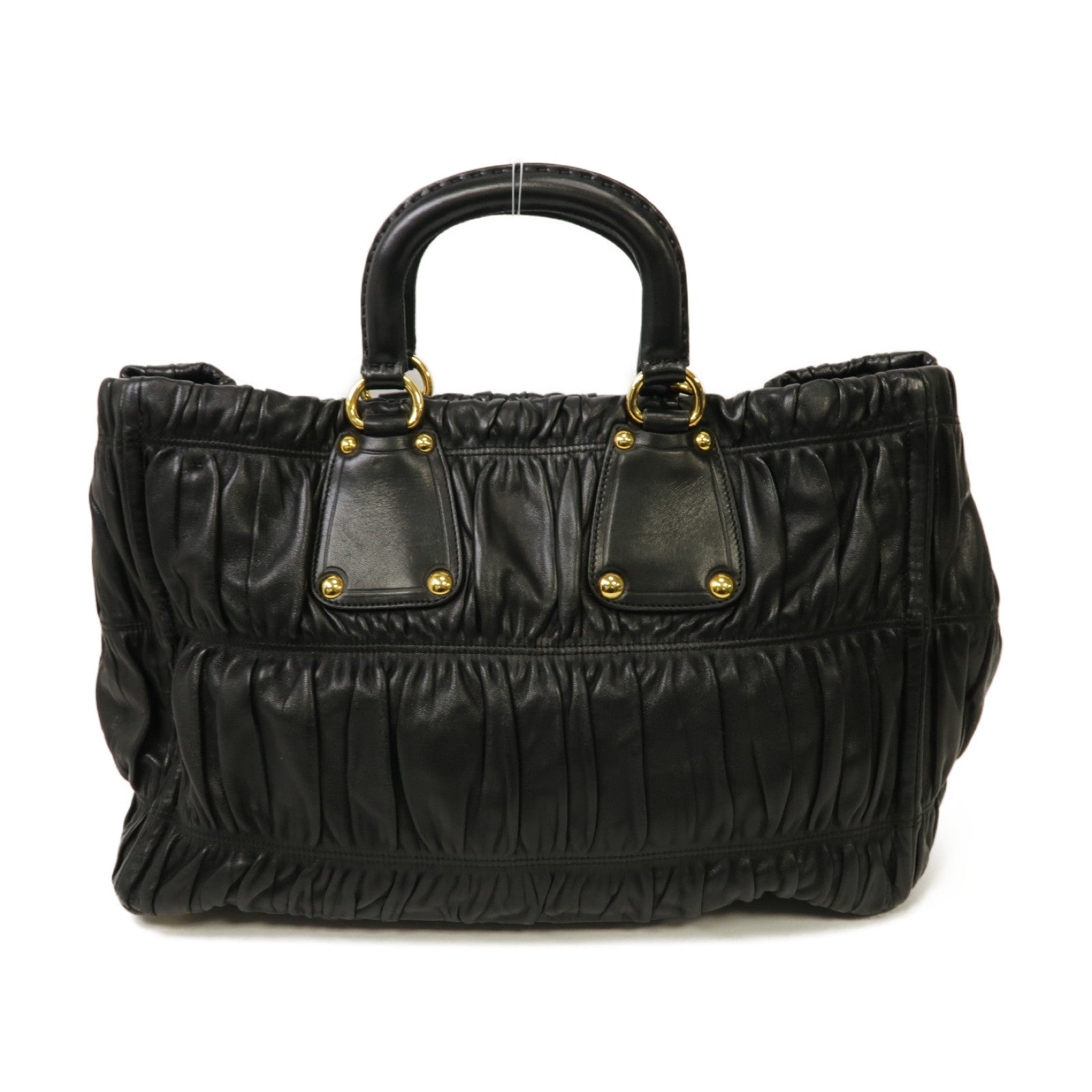 PRADA 牛皮皮革2way Shoulder Bag金扣手挽肩背兩用袋黒色