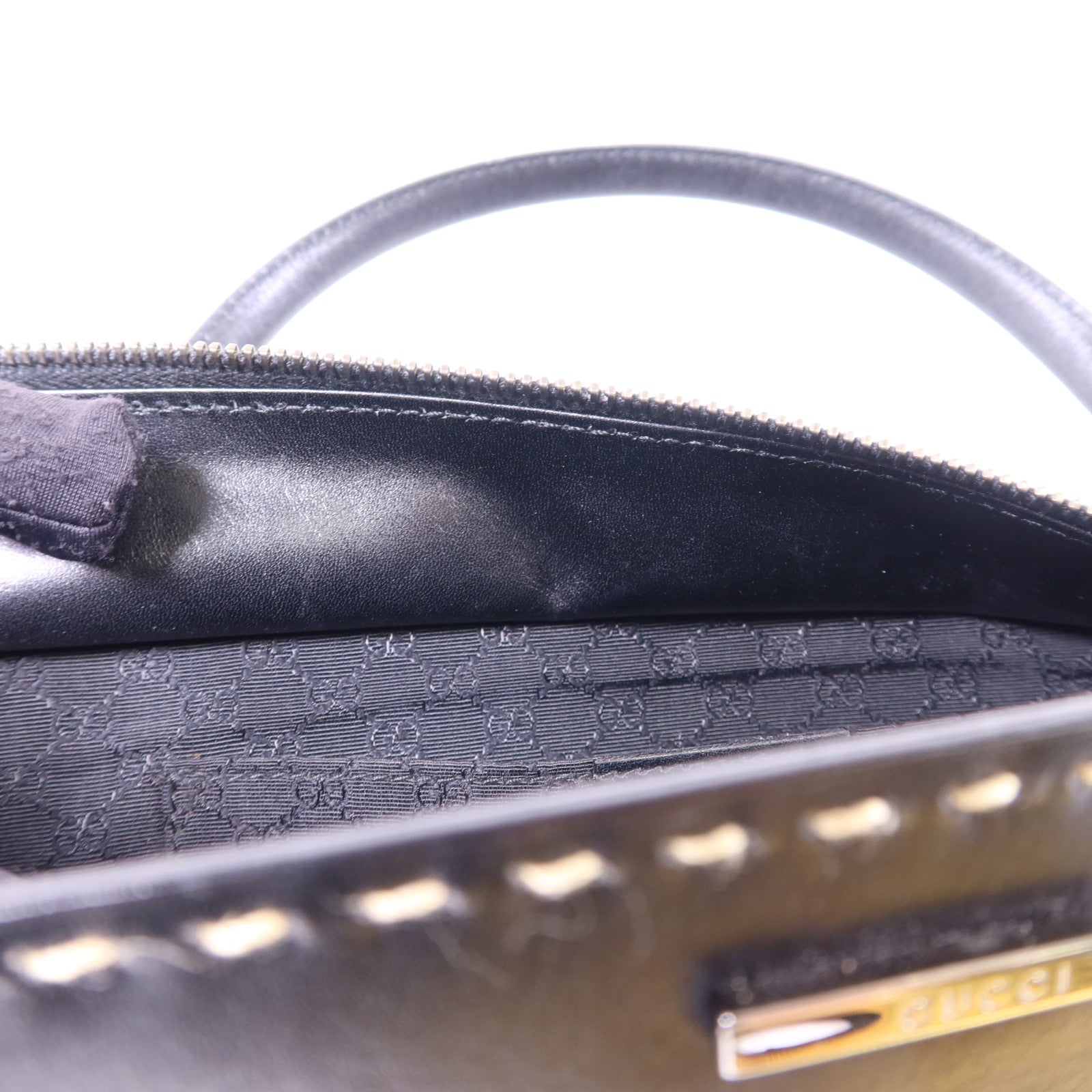 GUCCI 牛皮皮革Handbag銀扣手挽袋