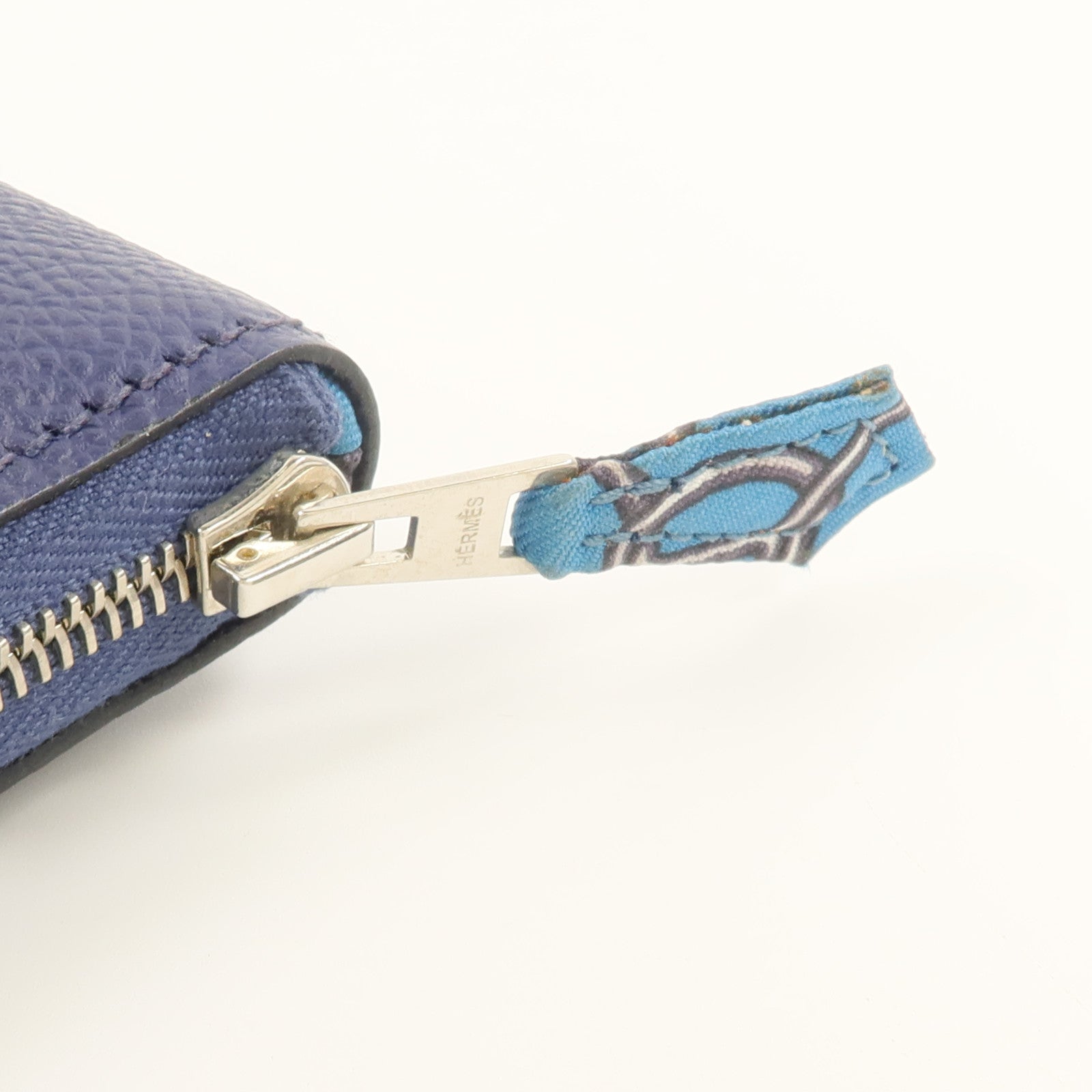 HERMES Epsom皮革Silk In Long Wallet長錢包Bleu Saphir