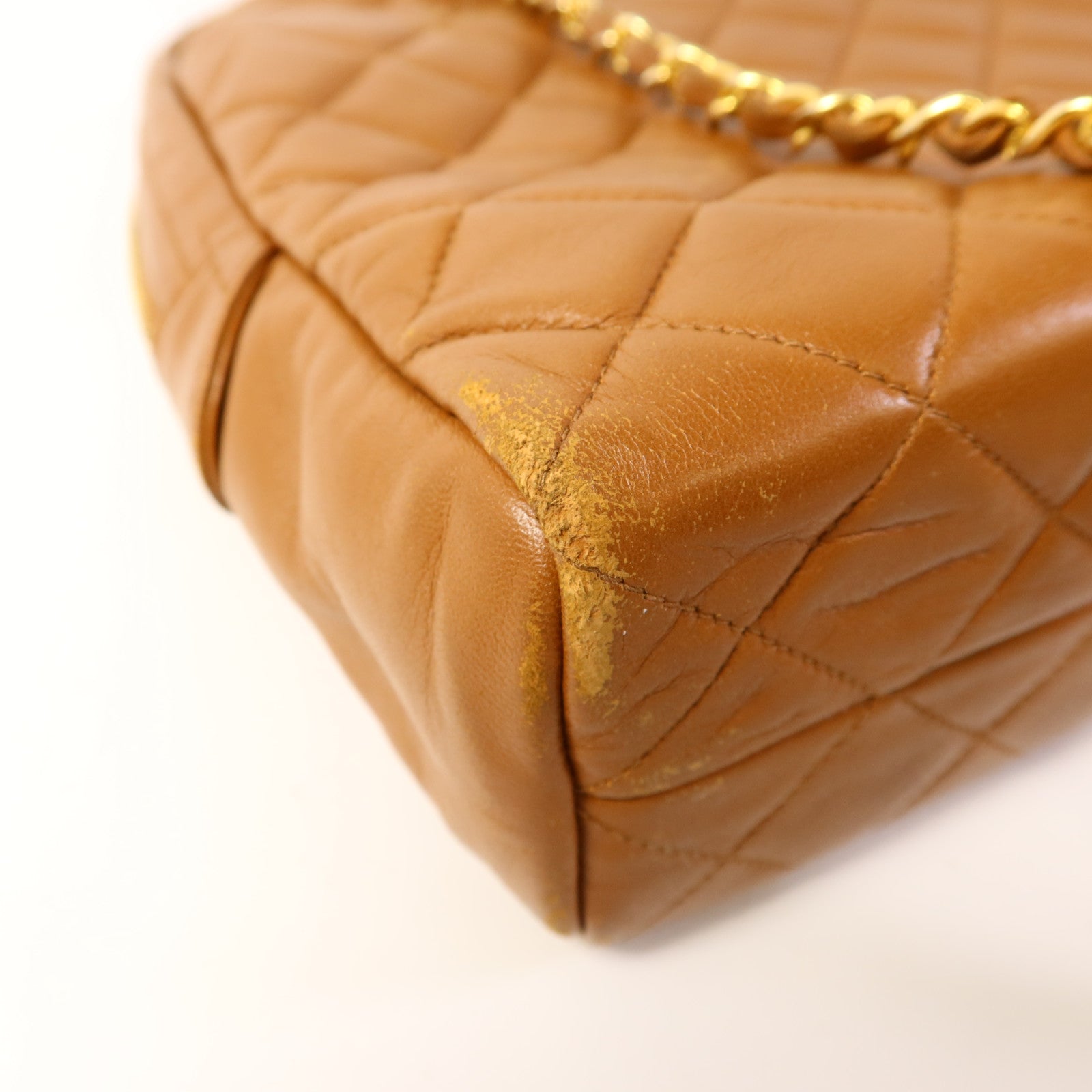 CHANEL 牛皮皮革Vintage Chain Shoulder金扣鏈帶肩背袋