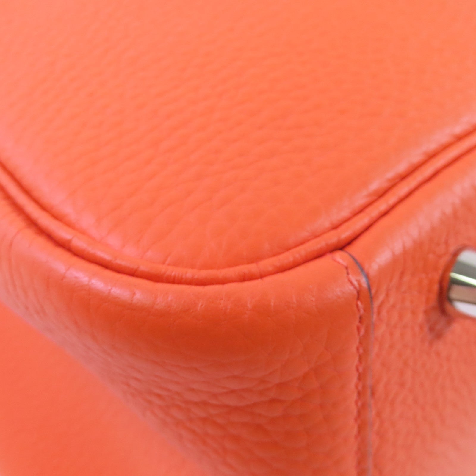 HERMES Clemence皮革Lindy 30 Shoulder Bag銀扣肩背袋8V Orange Poppy/罌粟花橘色