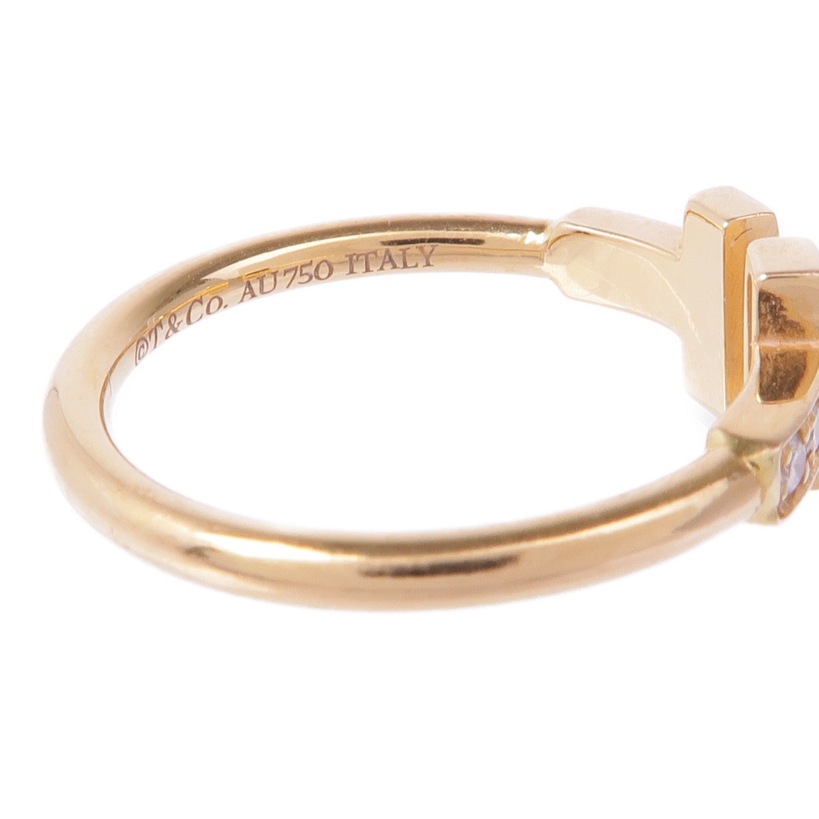 TIFFANY＆CO 18K玫瑰金T Diamond Wire Ring鑽石戒指US#5