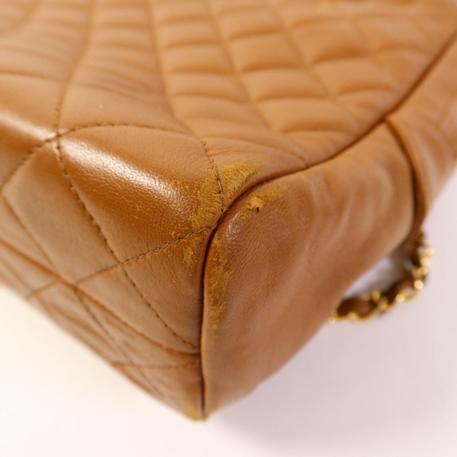 CHANEL 牛皮皮革Vintage Chain Shoulder金扣鏈帶肩背袋