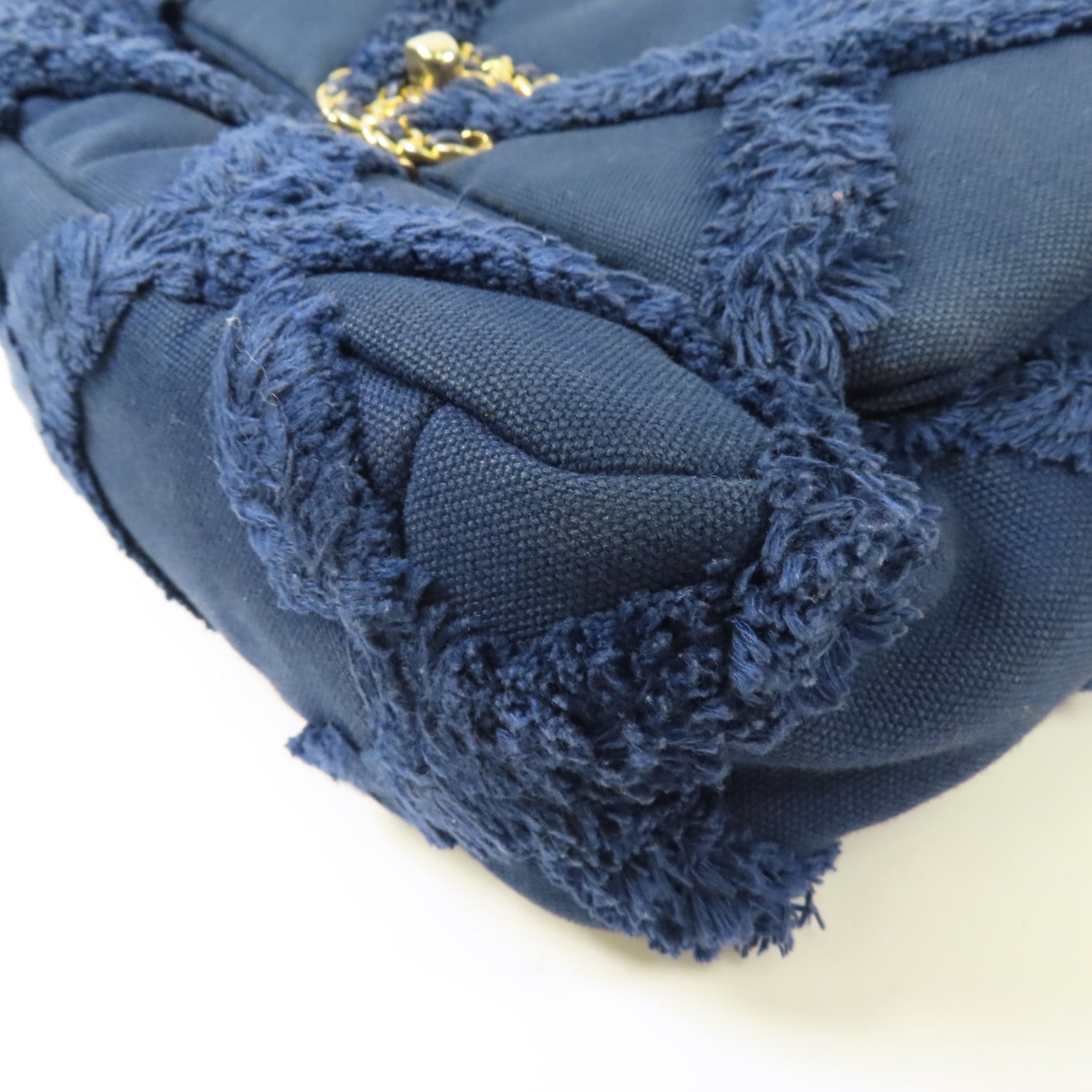 CHANEL 【激減優惠】帆布Chanel 19金扣鏈帶手挽肩背兩用袋