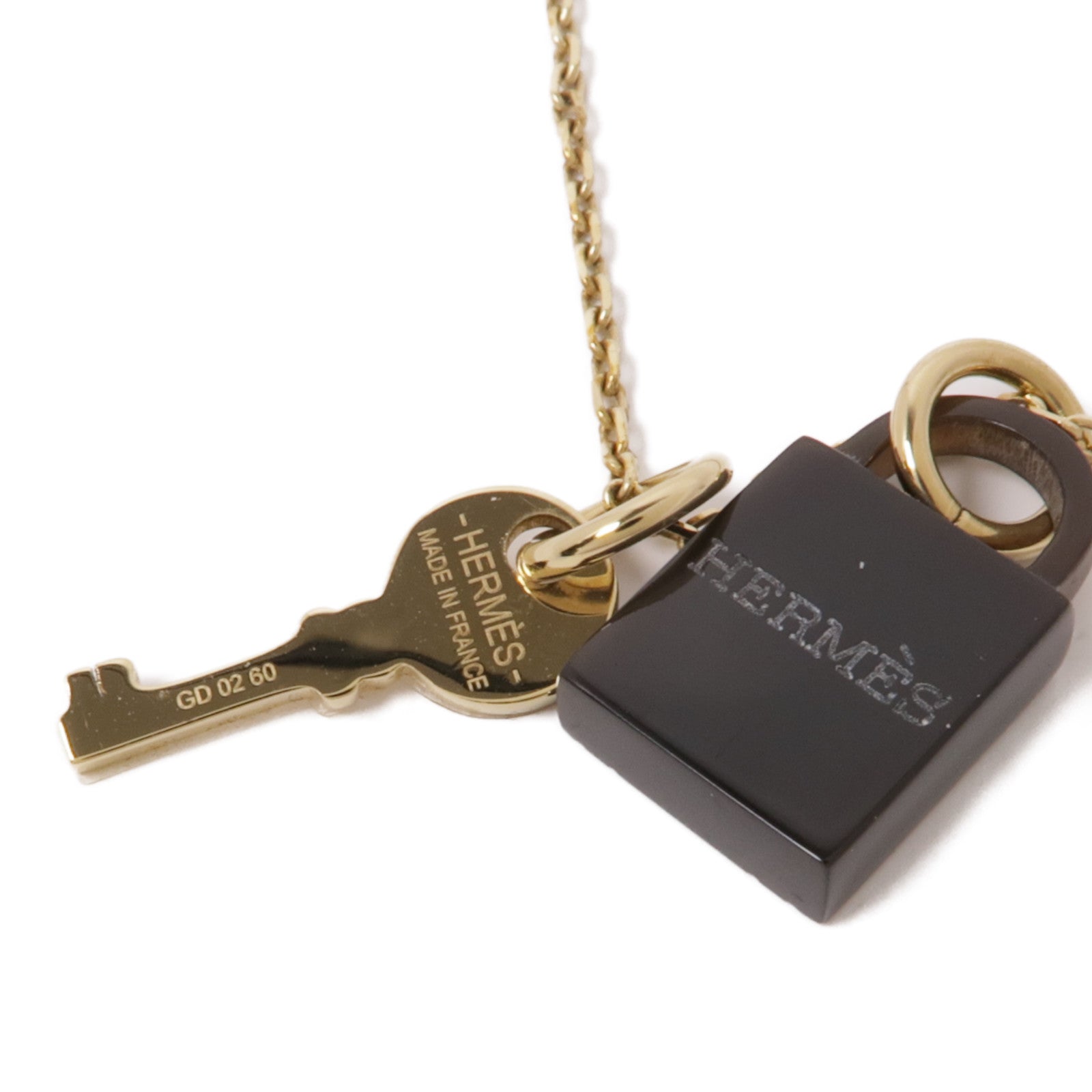 HERMES Horn/Metal Amulette Padlock Necklace