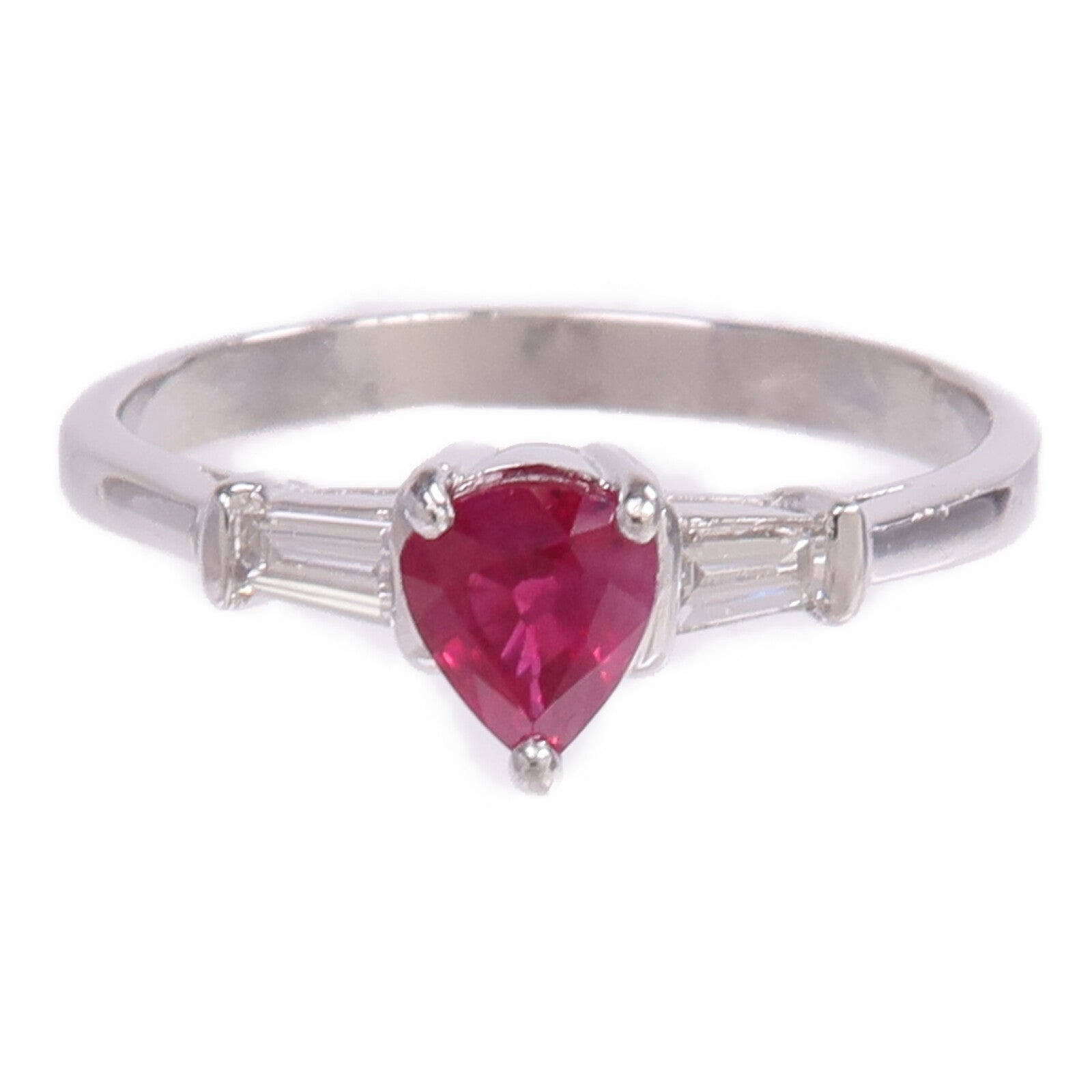 JEWELRY 【激減優惠】PT900鉑金Ruby Diamond Ring紅寶石/鑽石戒指US#8.25