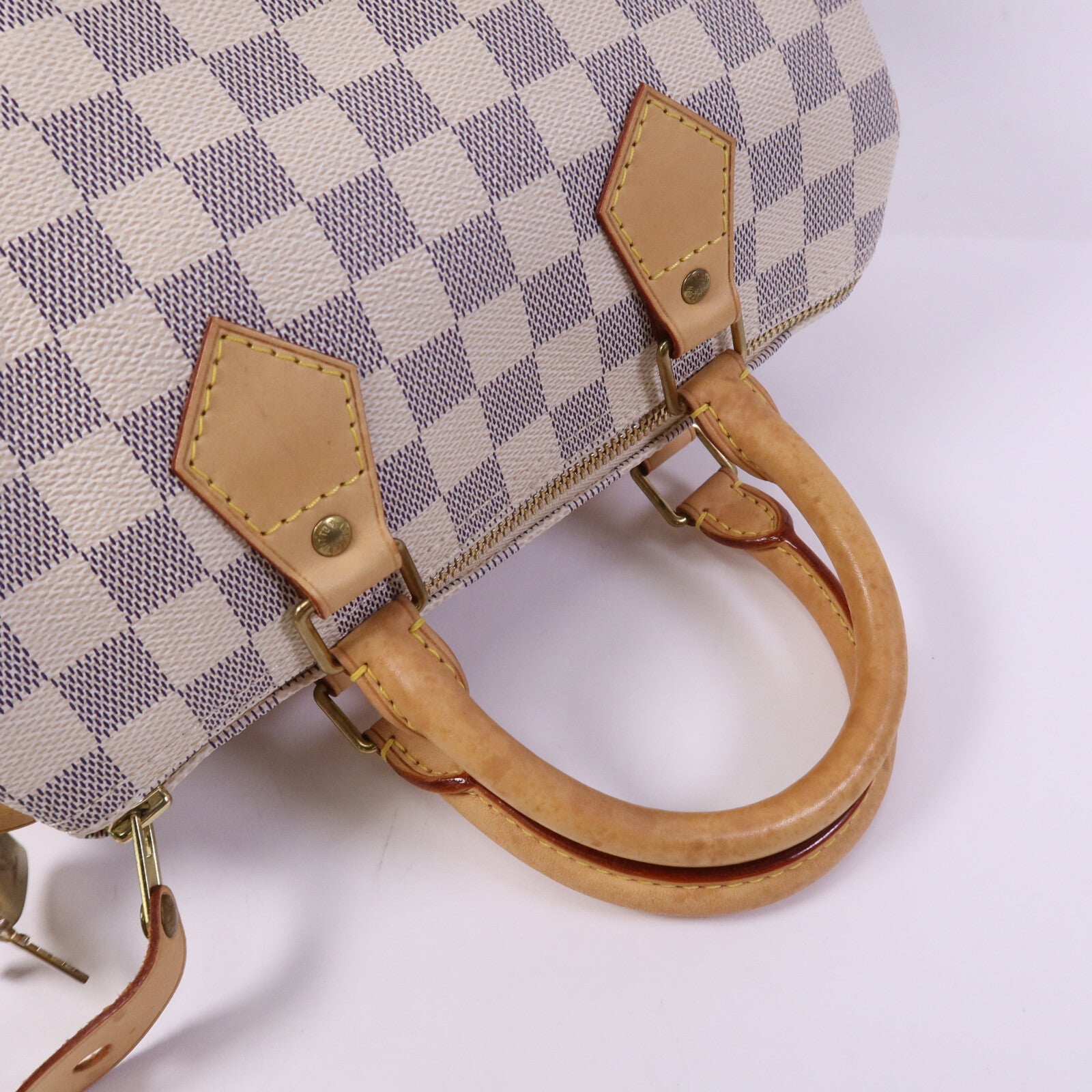 LOUIS VUITTON Damier Azur Speedy 25金扣手挽袋
