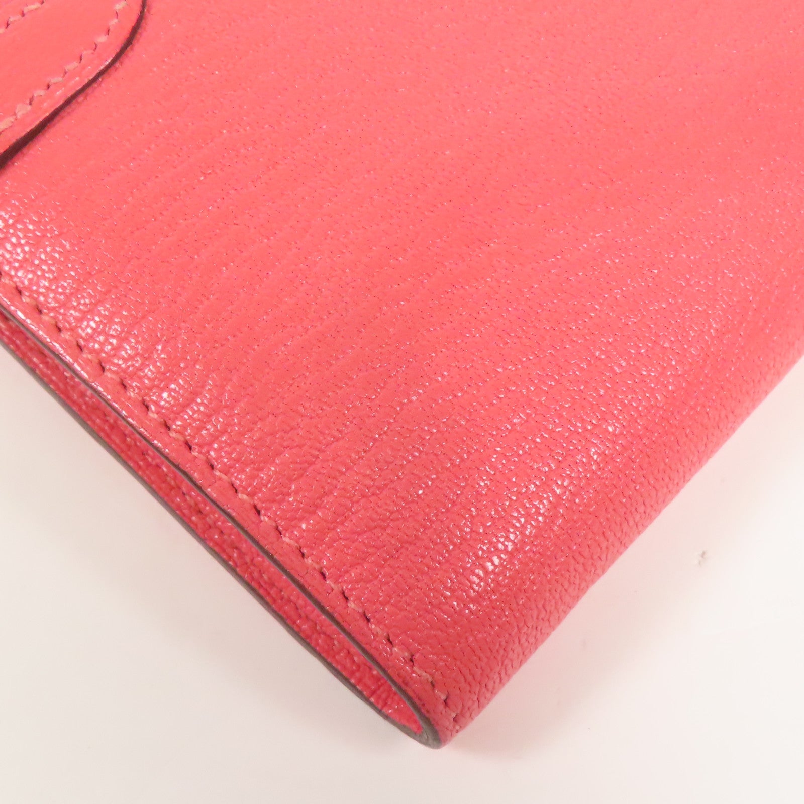 HERMES Chevre皮革Kelly Wallet銀扣長錢包Rose Lipstick