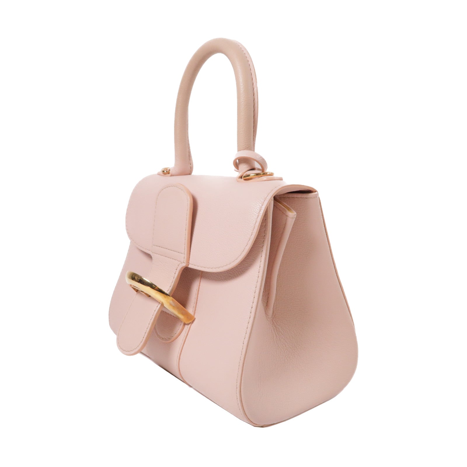 Delvaux 牛皮皮革Mini Brillant金扣手挽肩背兩用袋粉紅色