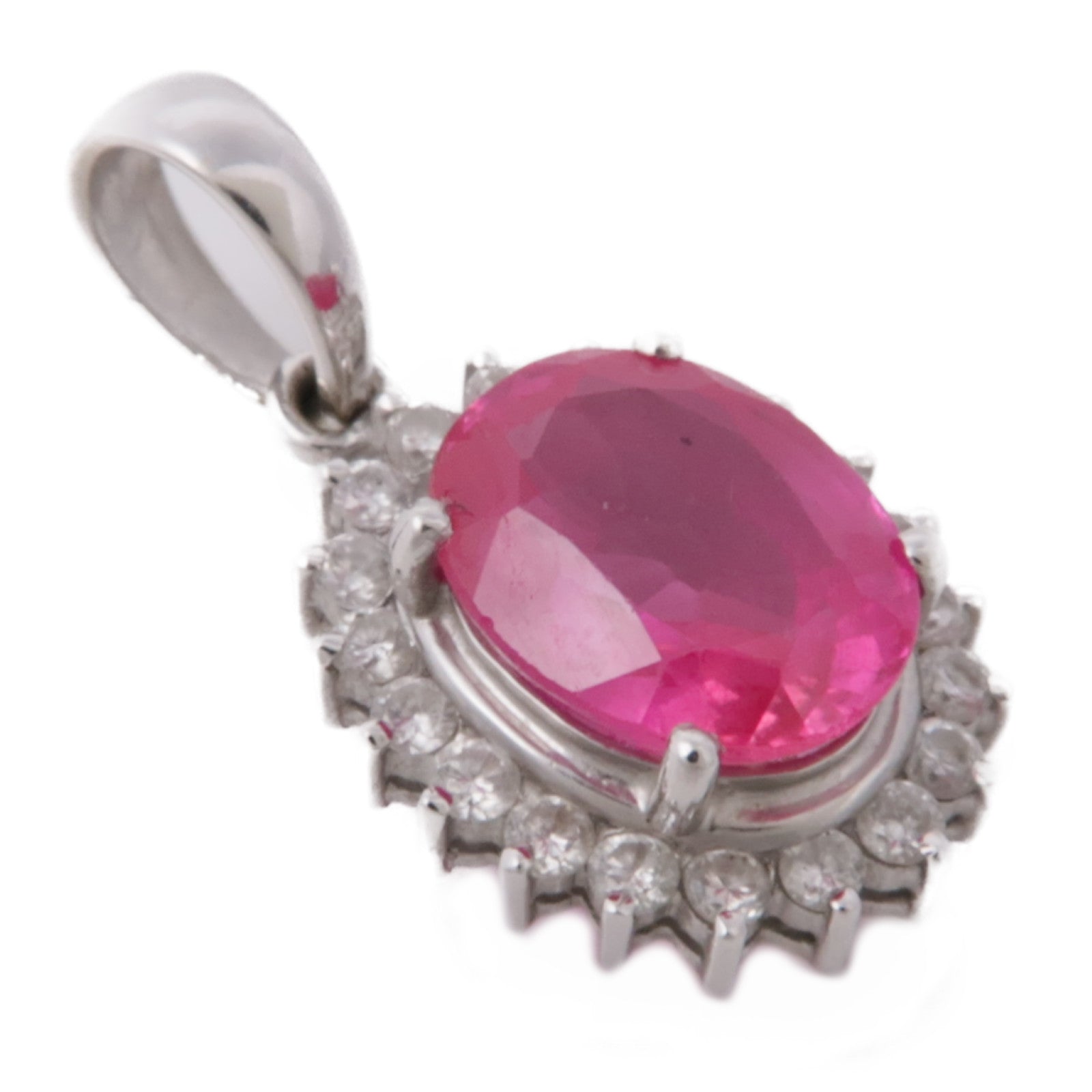 JEWELRY 18K白金Ruby/Diamond Pendant Top紅寶石/鑽石吊墜