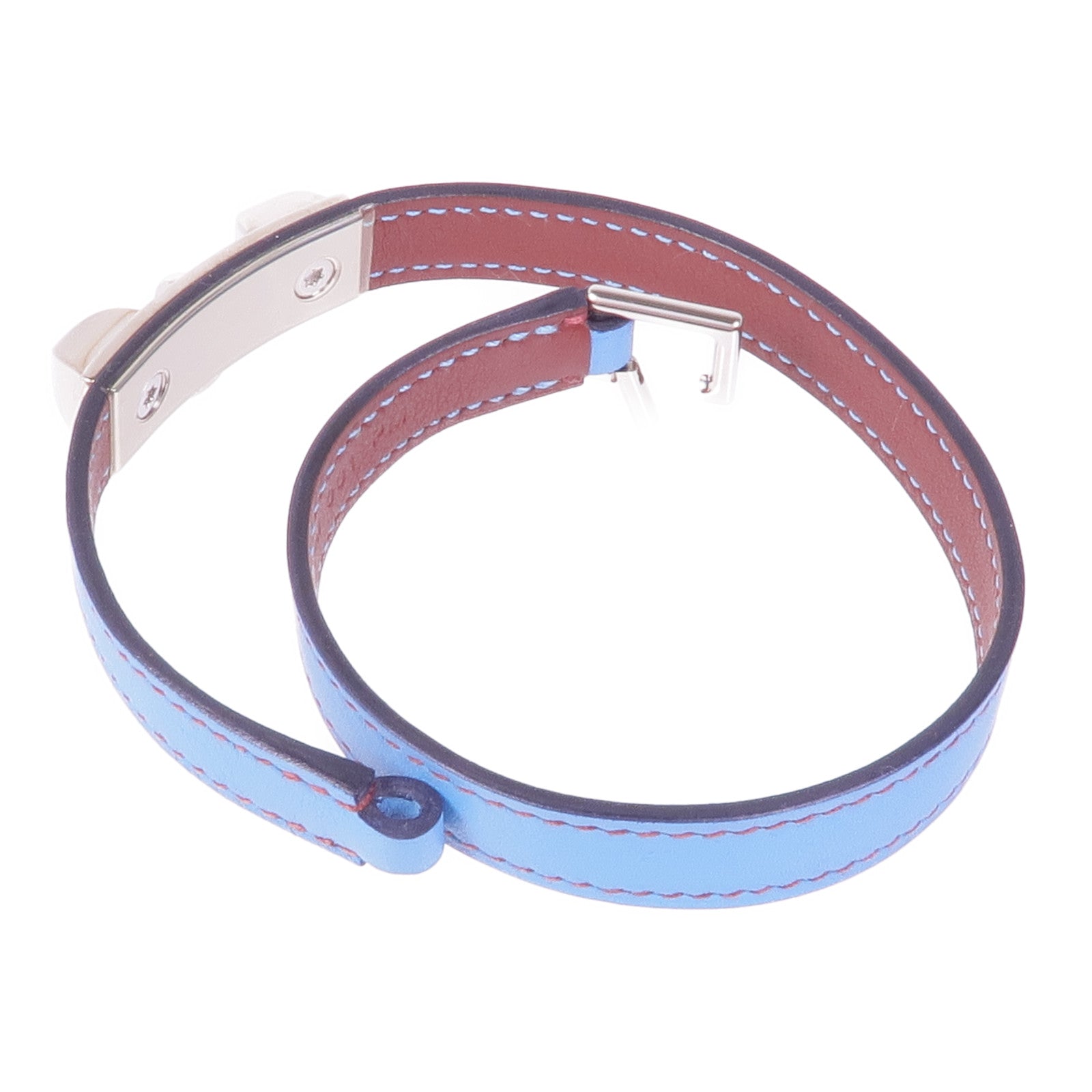 HERMES Swift皮革Rivale Double Tour銀扣手帶