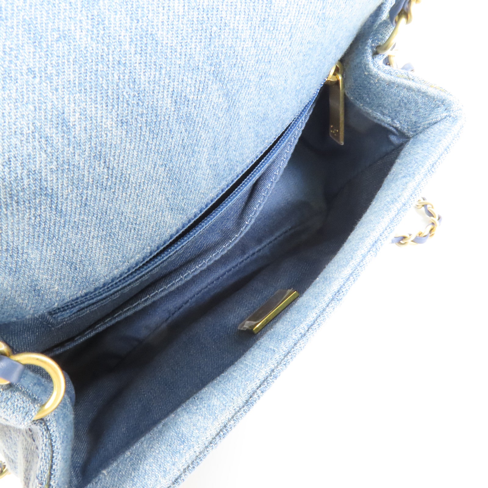 CHANEL Denim Mini Classic 17金扣鏈帶肩背袋