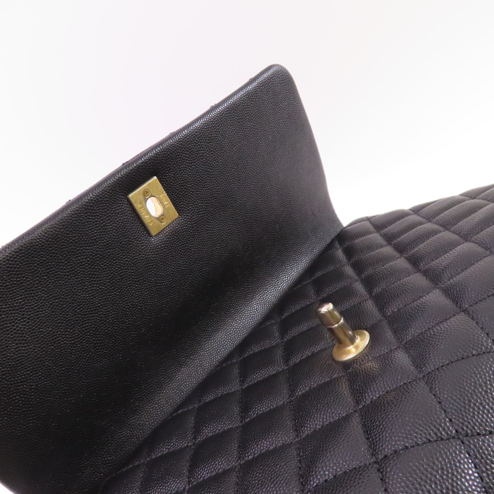 CHANEL 牛皮皮革Coco Handle Medium Chain 2Way Shoulder Bag金扣鏈帶手挽肩背兩用袋