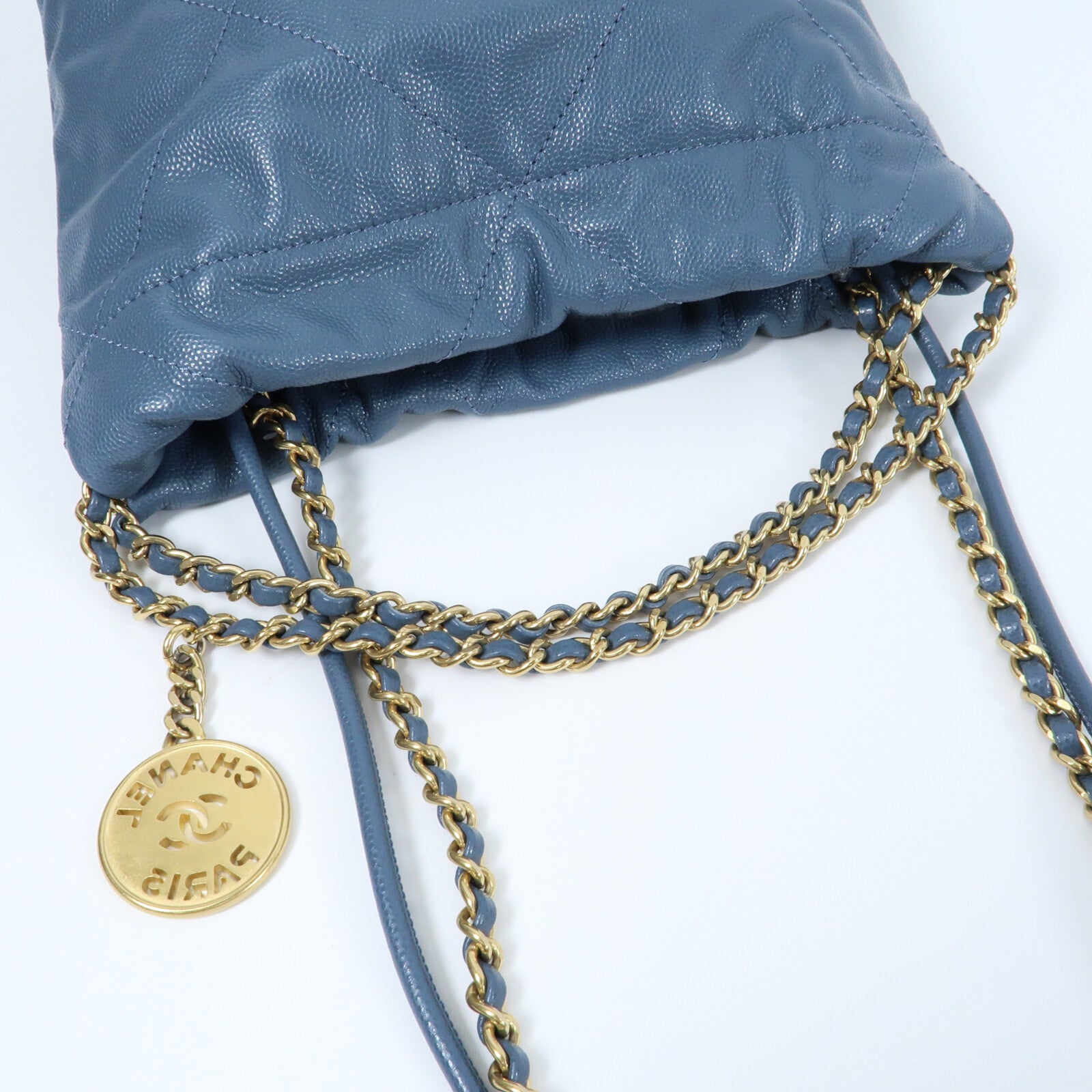 CHANEL 牛皮皮革Chanel 22 Mini金扣鏈帶手挽肩背兩用袋
