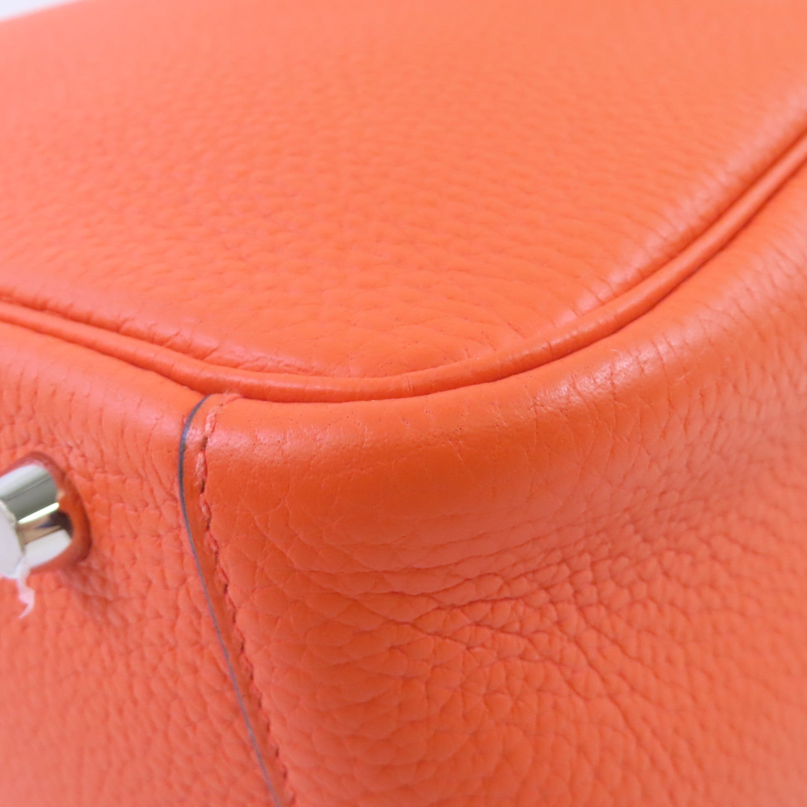 HERMES Clemence皮革Lindy 30 Shoulder Bag銀扣肩背袋8V Orange Poppy/罌粟花橘色