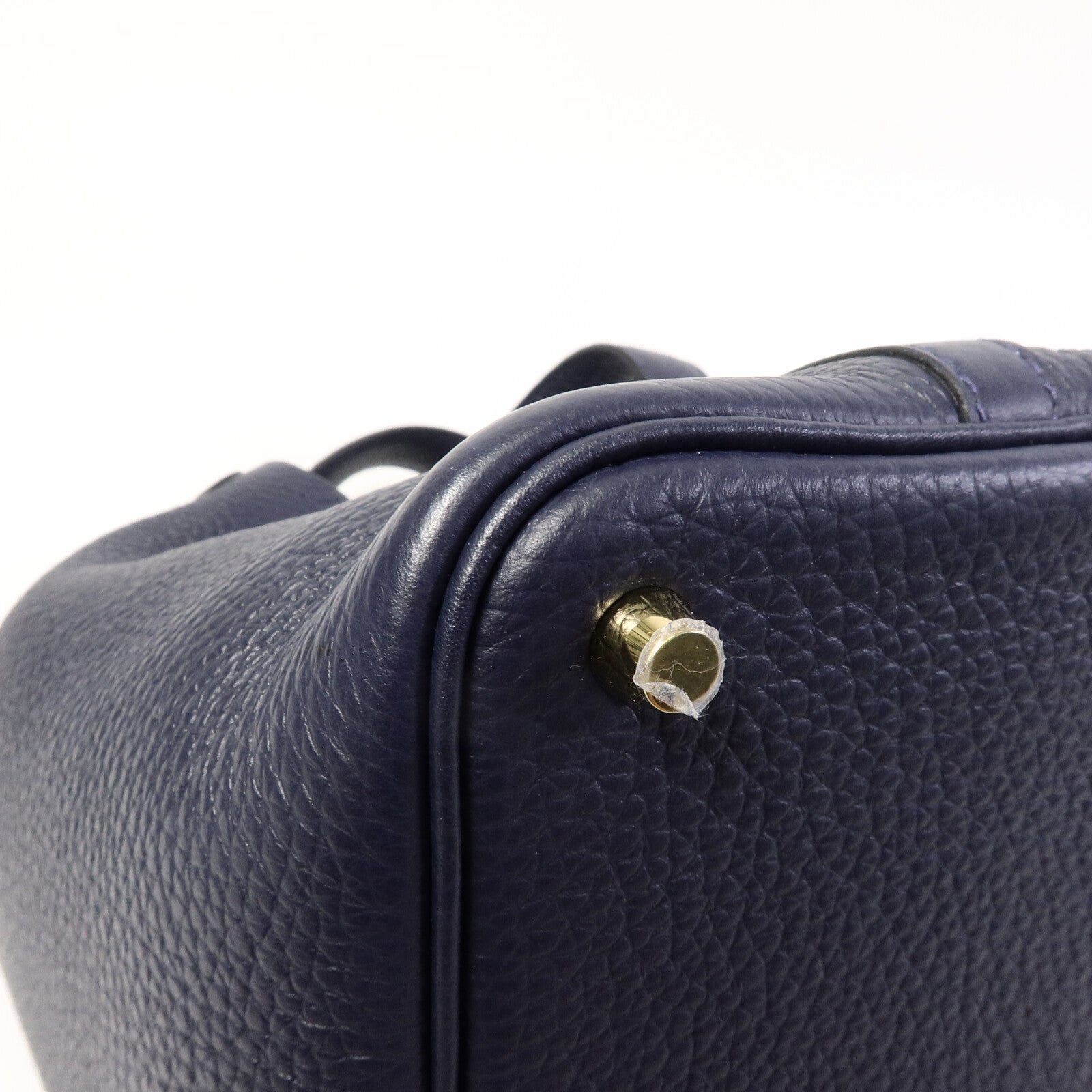 HERMES Clemence皮革Picotin PM手挽袋Bleu Nuit